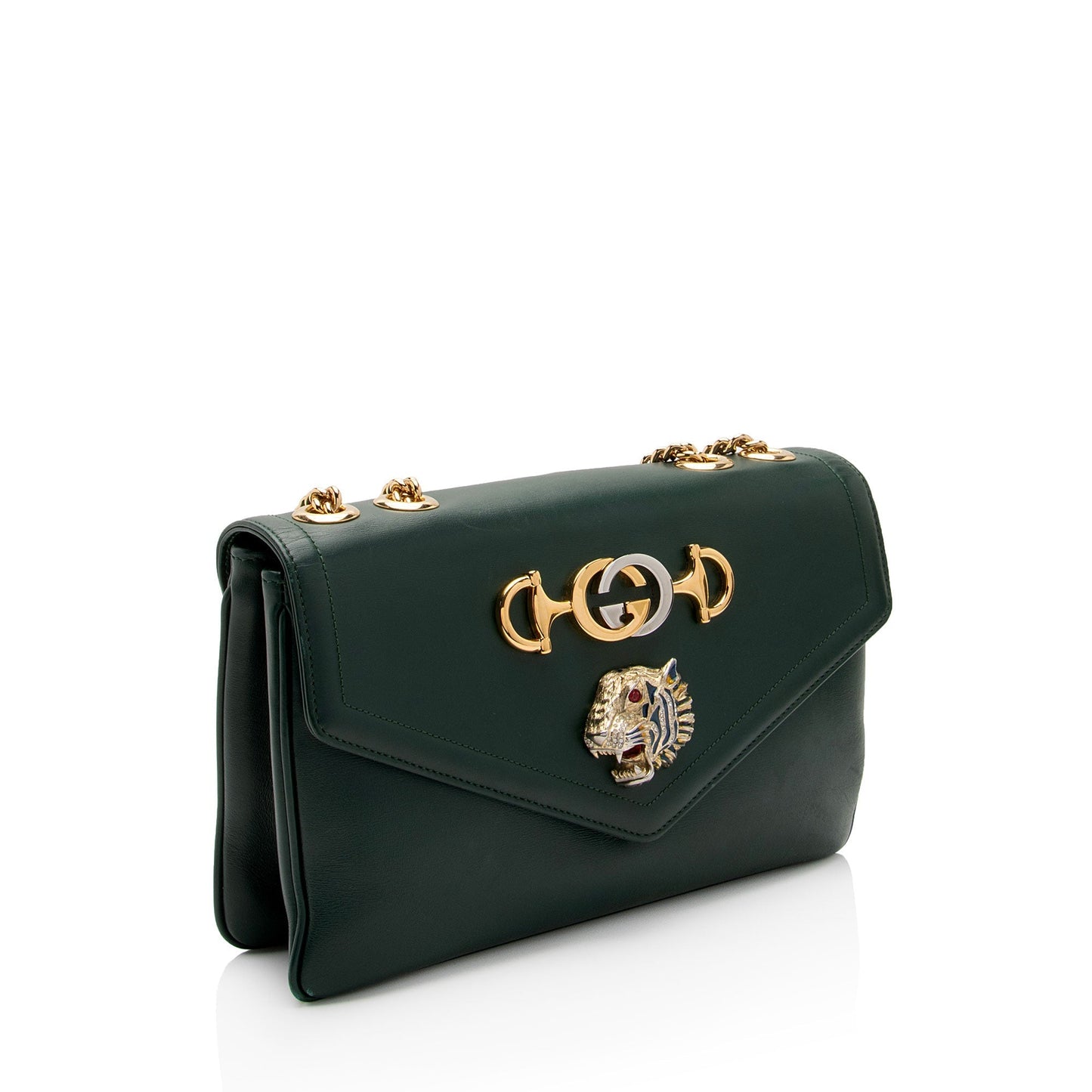 Gucci Rajah SHF-FDKT5l Calfskin Green Medium Shoulder Bag