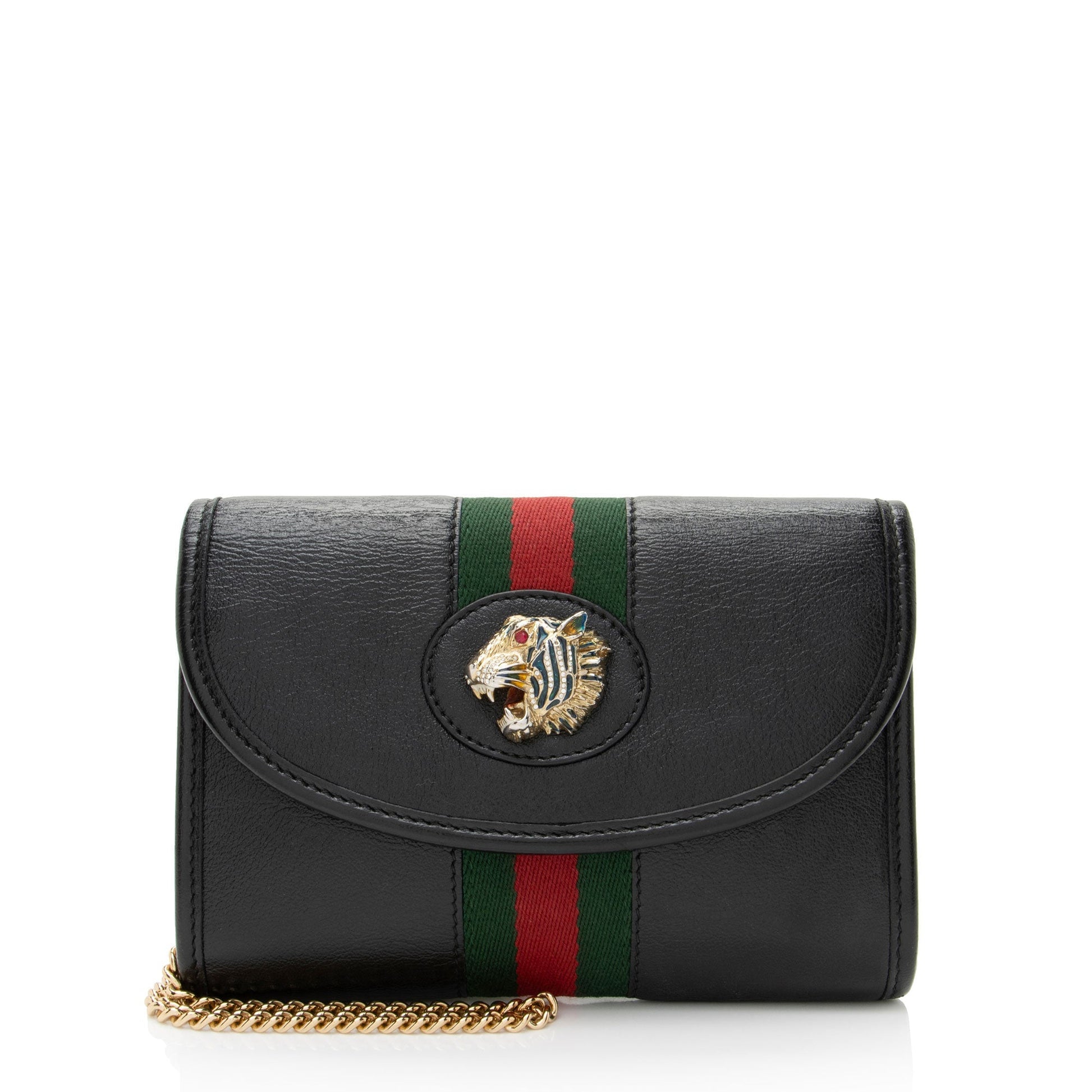 Gucci Rajah Flap Nylon Calfskin Black Mini Crossbody Bag