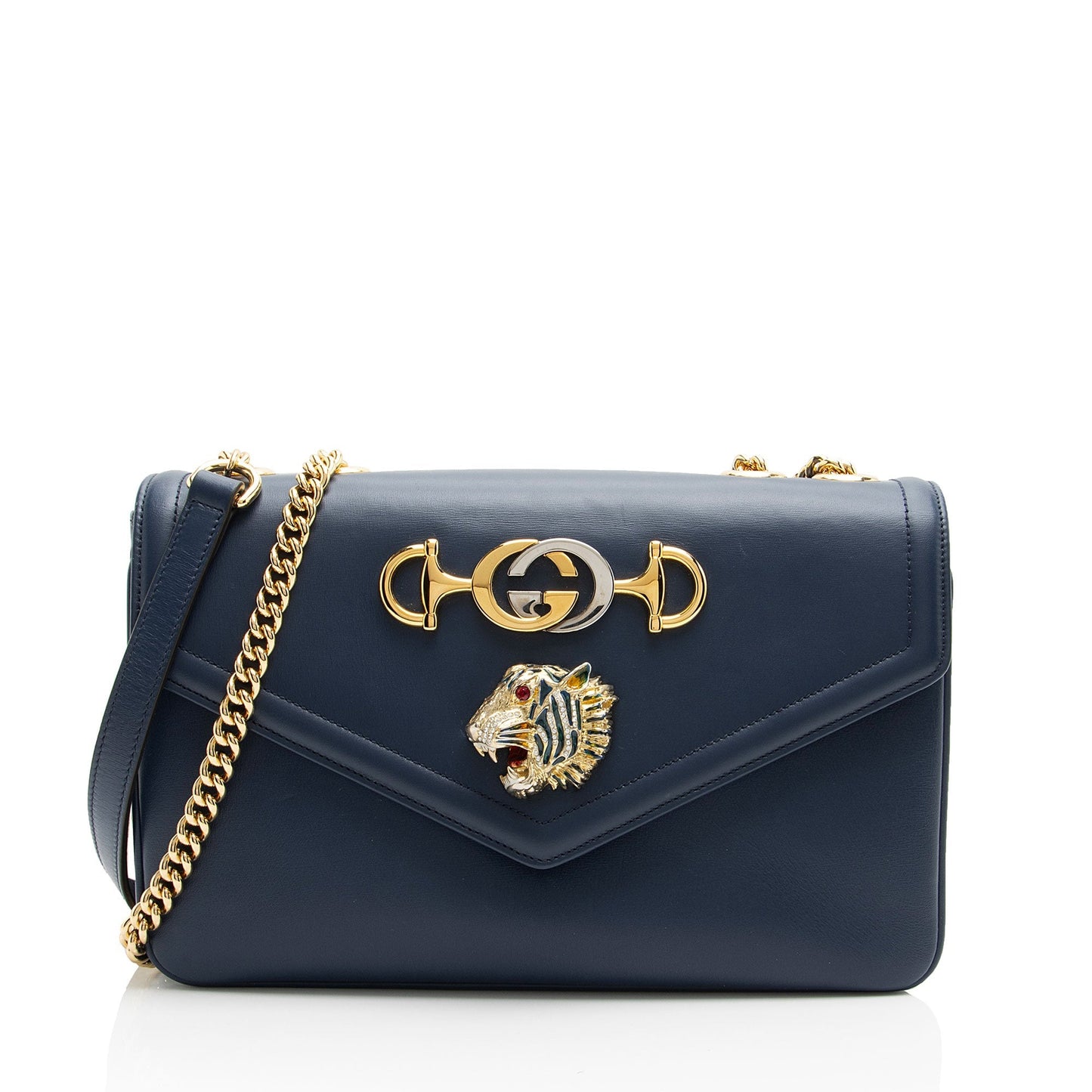 Gucci Rajah Zumi SHF-bv9Xhf Calfskin Blue Medium Crossbody Bag