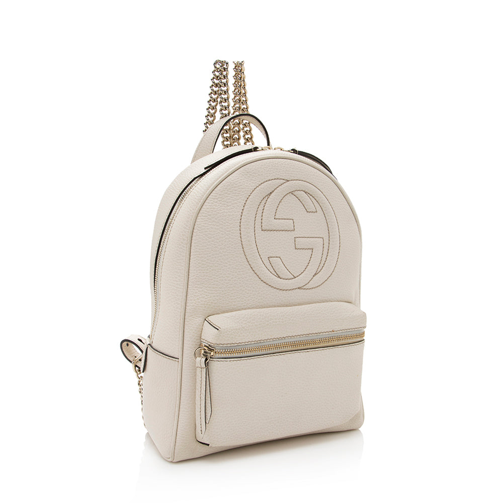 Gucci Soho Chain Backpack SHF Leather Calfskin White Beige Shoulder Bag