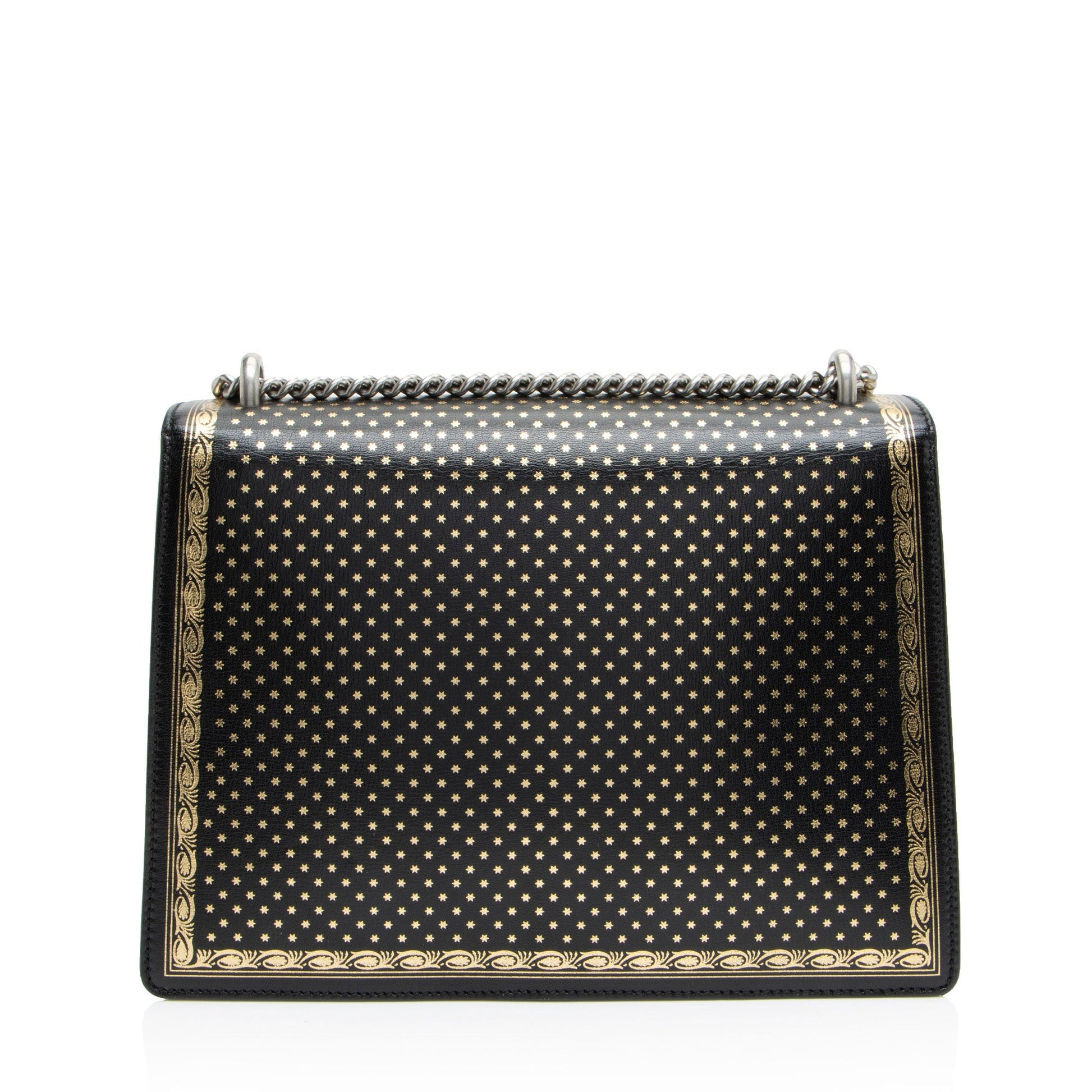 Gucci Star Print Guccy Dionysus Calfskin Black Gold Medium Shoulder Bag