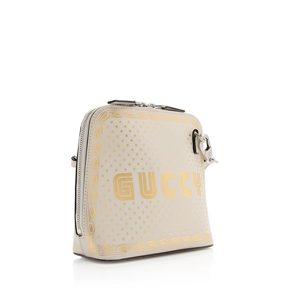 Gucci Star Print Guccy SHF Calfskin White Mini Crossbody Bag