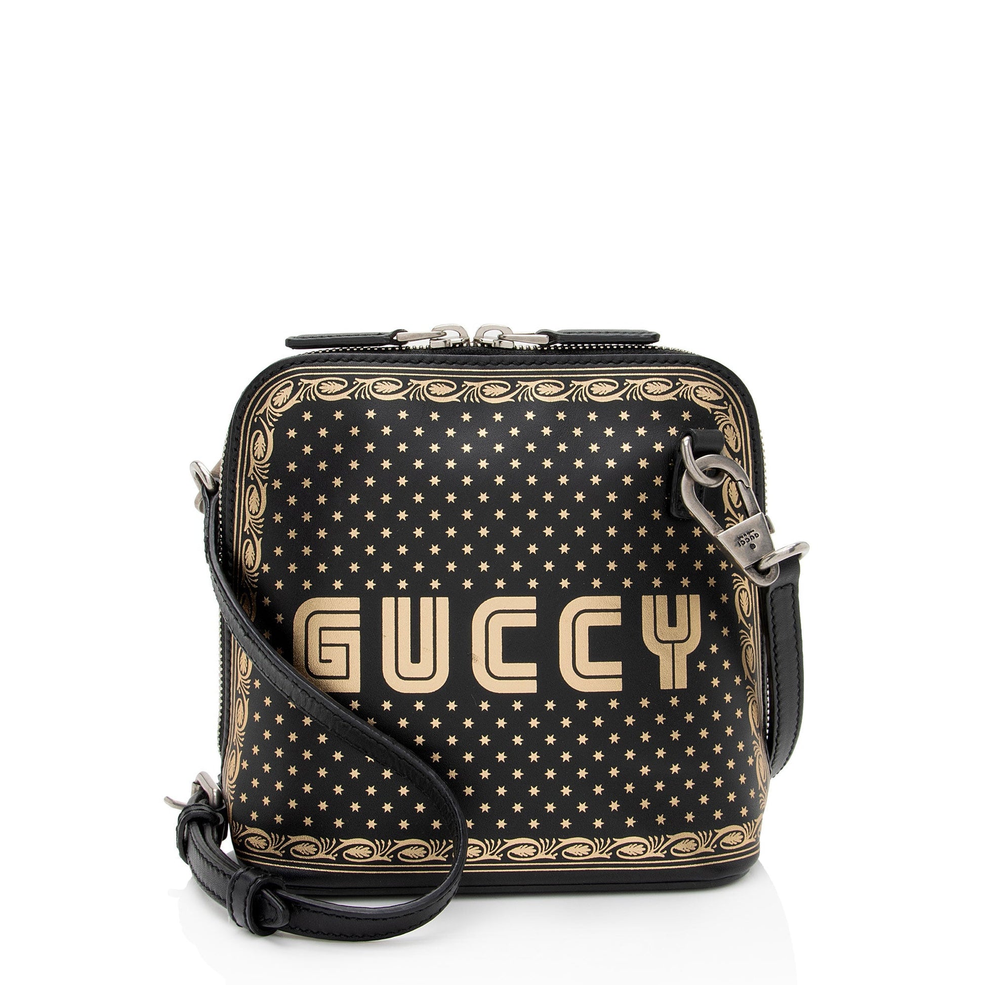 Gucci Star Print Guccy Calfskin Black Gold Mini Crossbody Bag