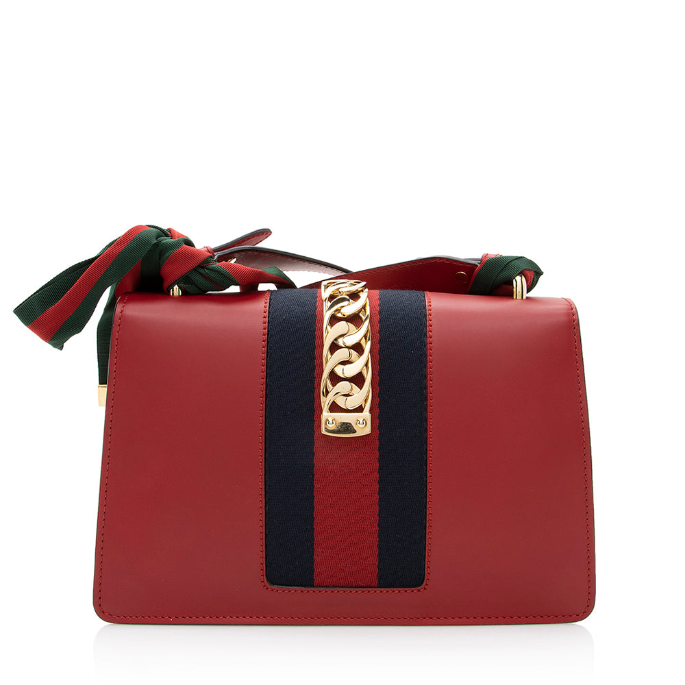 Gucci Sylvie SHF Nylon Calfskin Red Small Shoulder Bag Bag Shf