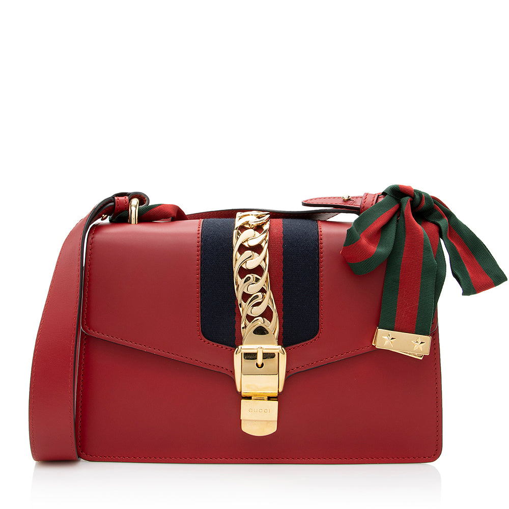 Gucci Sylvie SHF Nylon Calfskin Red Small Shoulder Bag Bag Shf