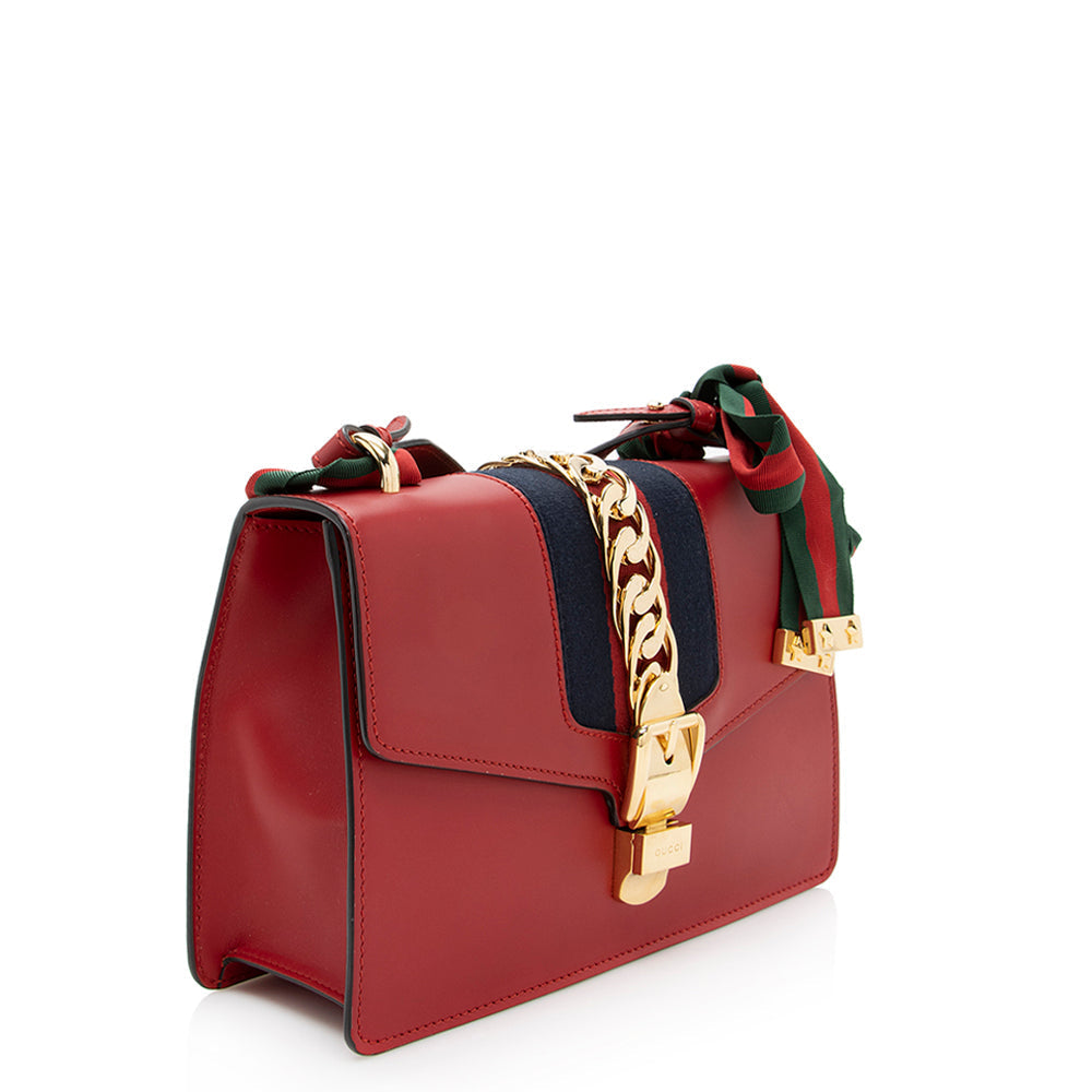 Gucci Sylvie SHF Nylon Calfskin Red Small Shoulder Bag Bag Shf