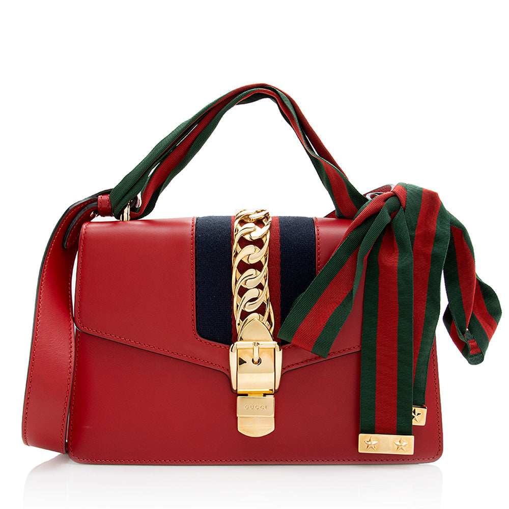 Gucci Sylvie SHF Nylon Calfskin Red Small Shoulder Bag