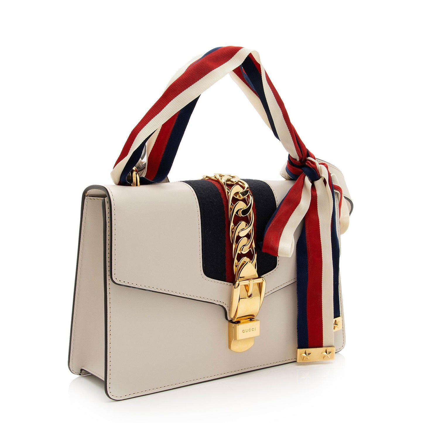 Gucci Sylvie SHF-Cn9quR Nylon Calfskin White Small Shoulder Bag