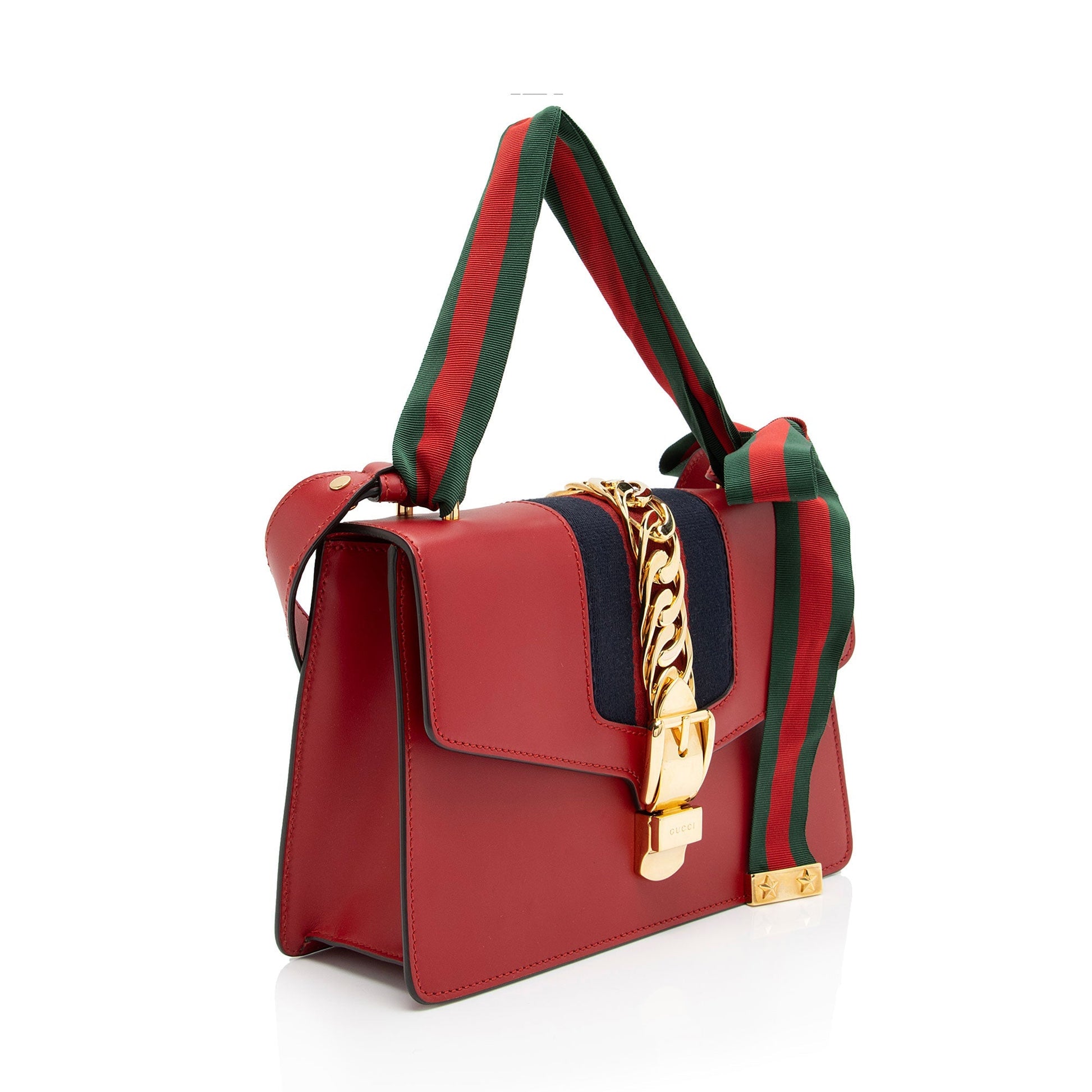 Gucci Sylvie SHF-pDYCA5 Nylon Calfskin Red Small Shoulder Bag