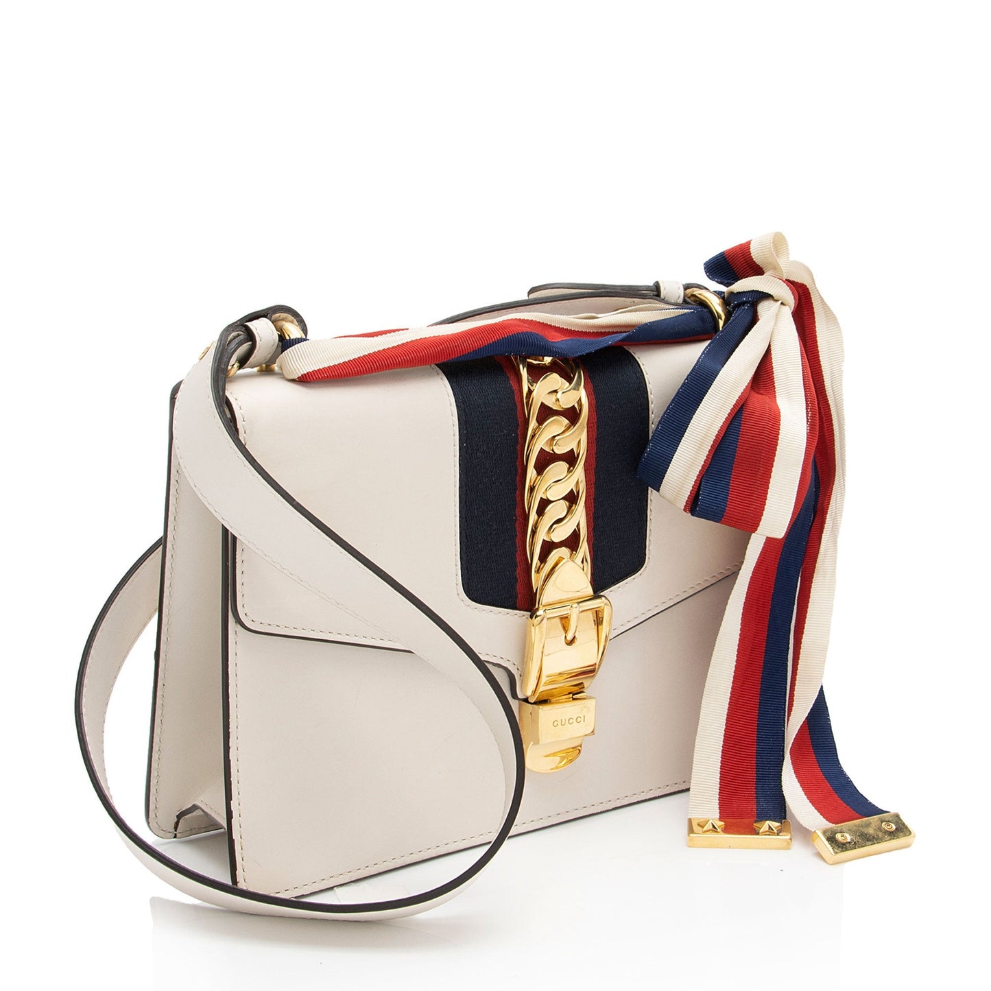 Gucci Sylvie SHF-zJc6rU Nylon Calfskin White Small Shoulder Bag