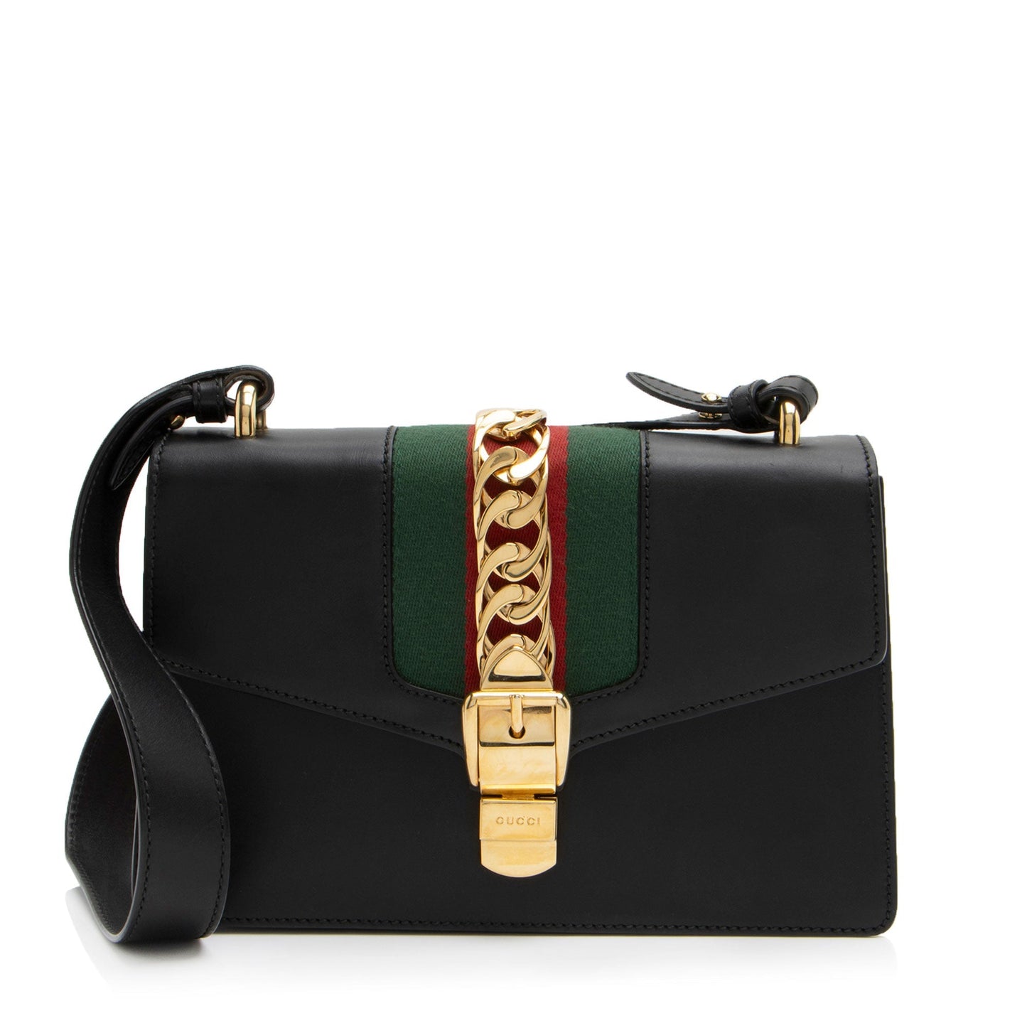 Gucci Sylvie SHF-0C37e0 Nylon Calfskin Black Small Shoulder Bag