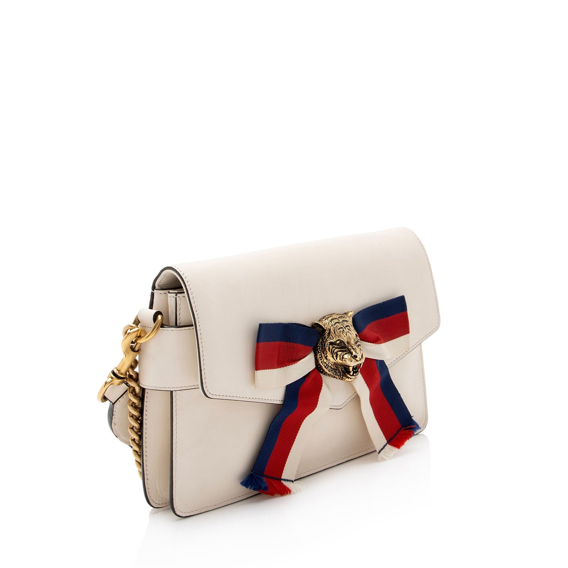 Gucci Tiger Broadway Nylon Calfskin White Mini Crossbody Bag