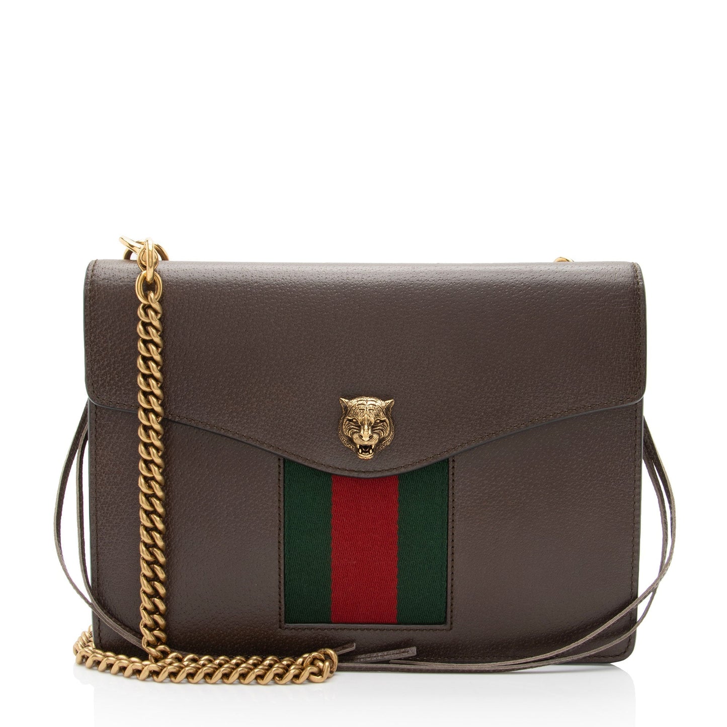 Gucci Web Animalier Nylon Calfskin Brown Crossbody Bag