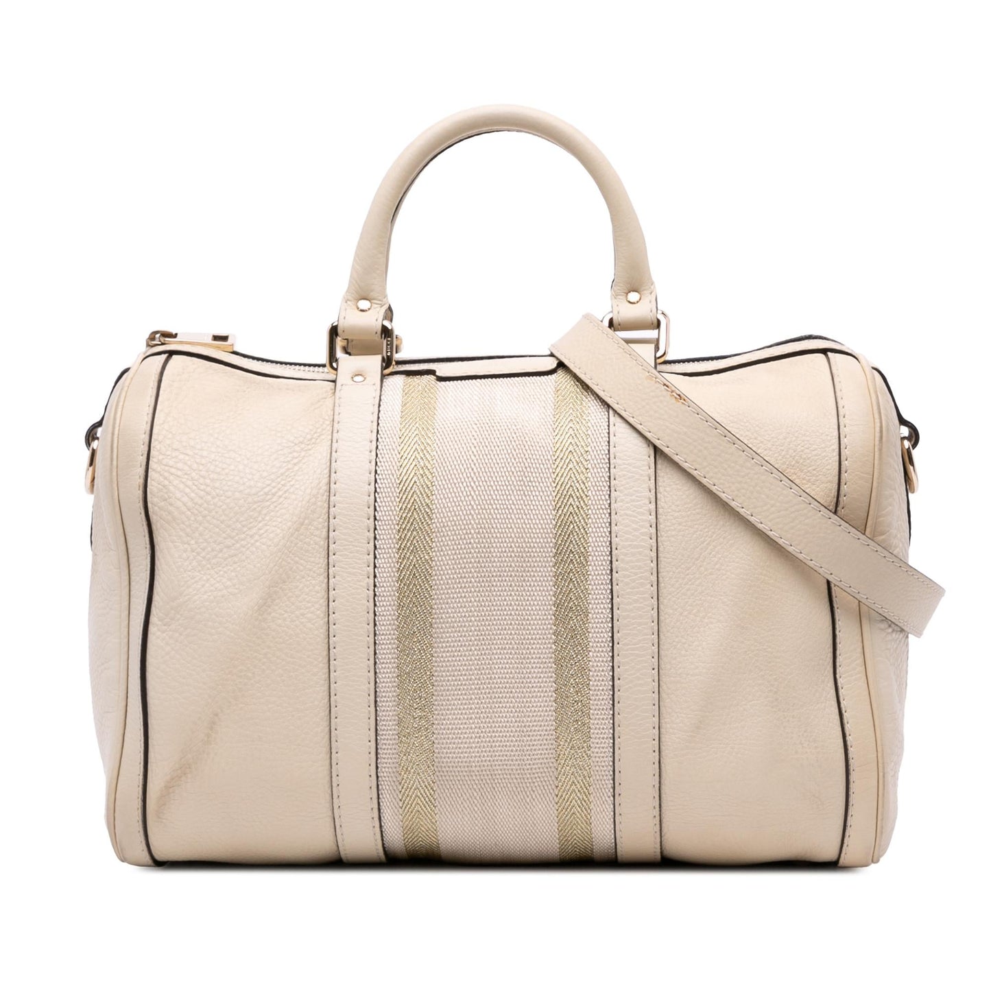 Gucci Web Joy Boston Calf Calfskin Brown Satchel Bag