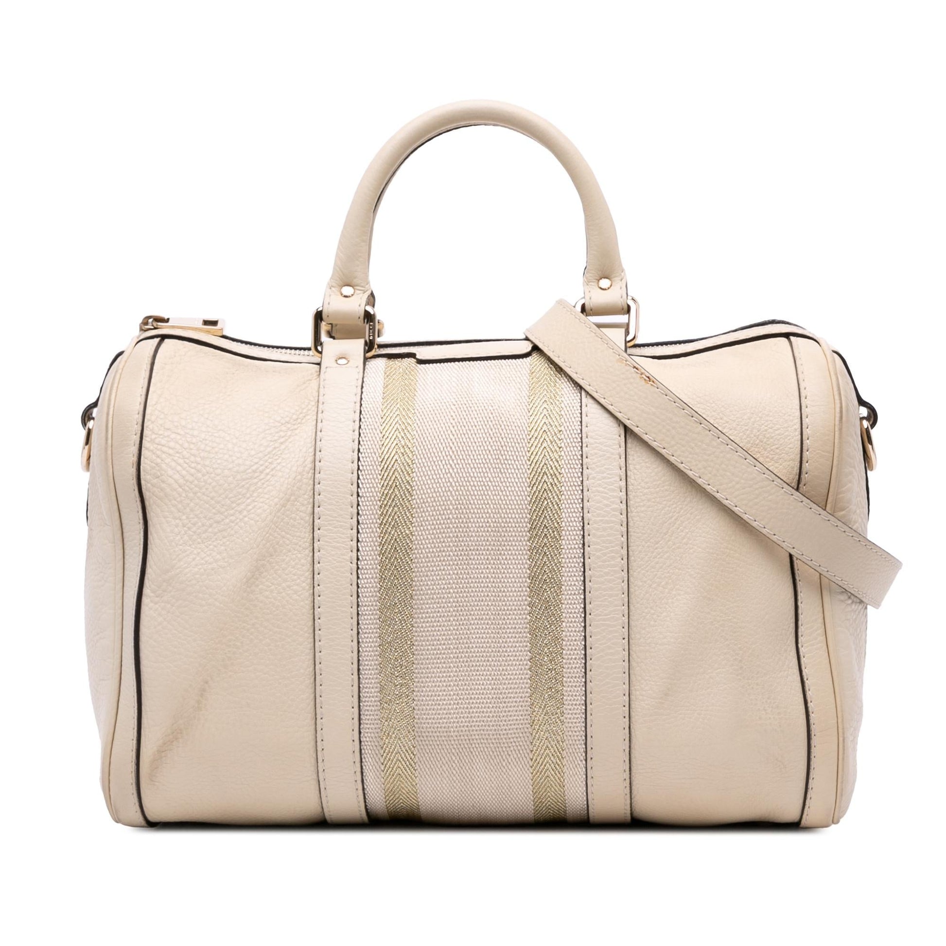 Gucci Web Joy Boston Calf Calfskin Brown Satchel Bag