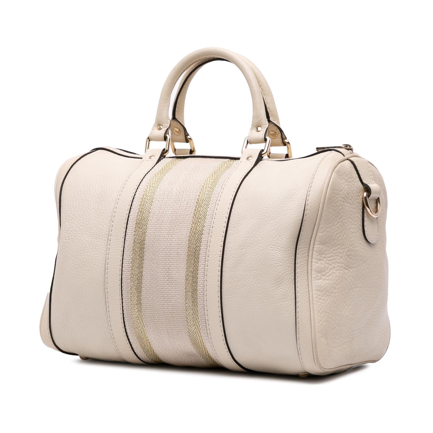 Gucci Web Joy Boston Calf Calfskin Brown Satchel Bag