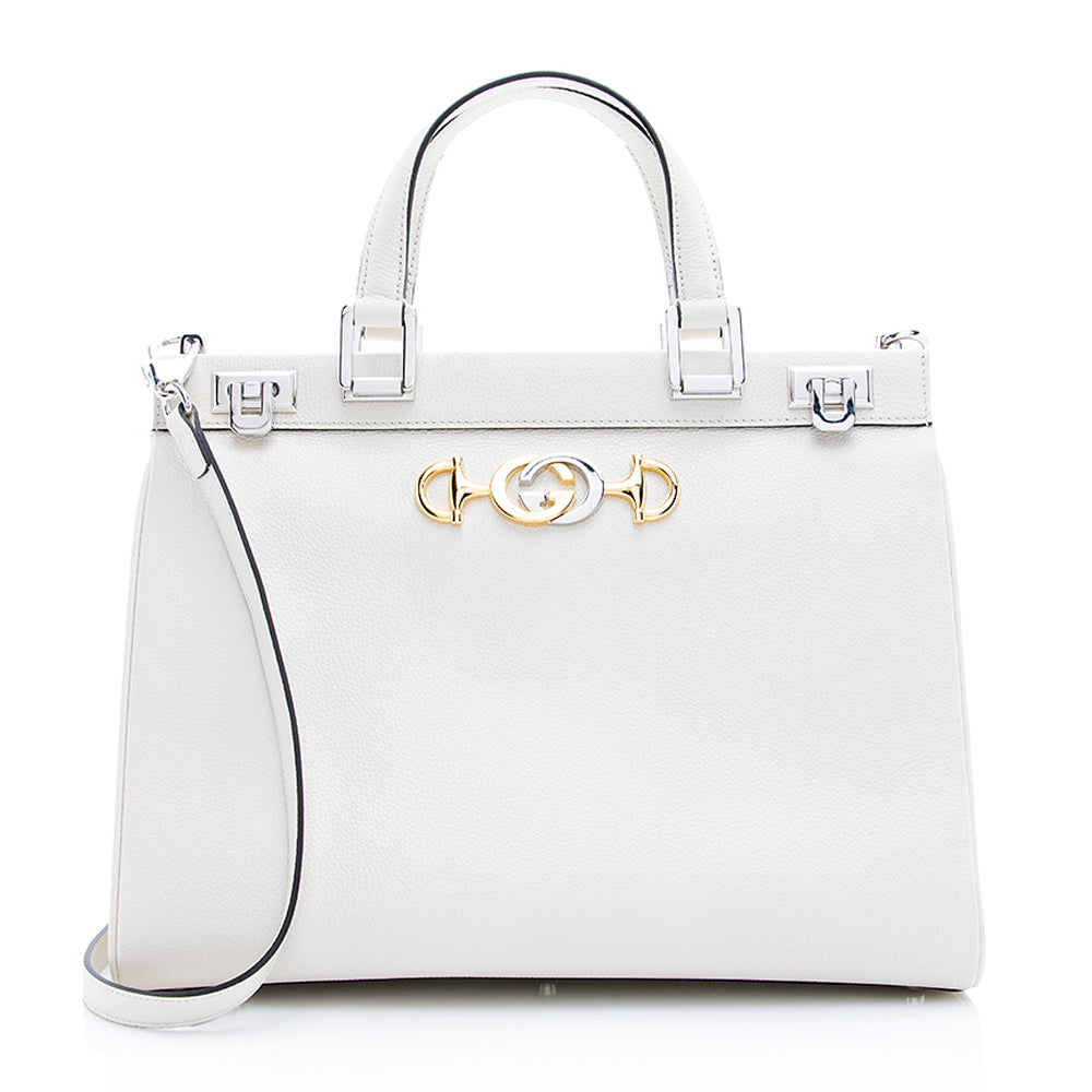 Gucci Zumi SHF Leather Calfskin White Medium Tote Bag
