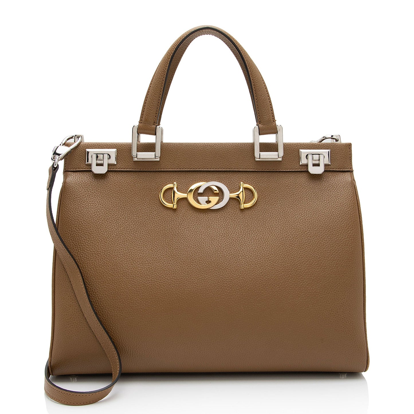 Gucci Zumi SHF-OWqKR6 Leather Calfskin Brown Medium Tote Bag