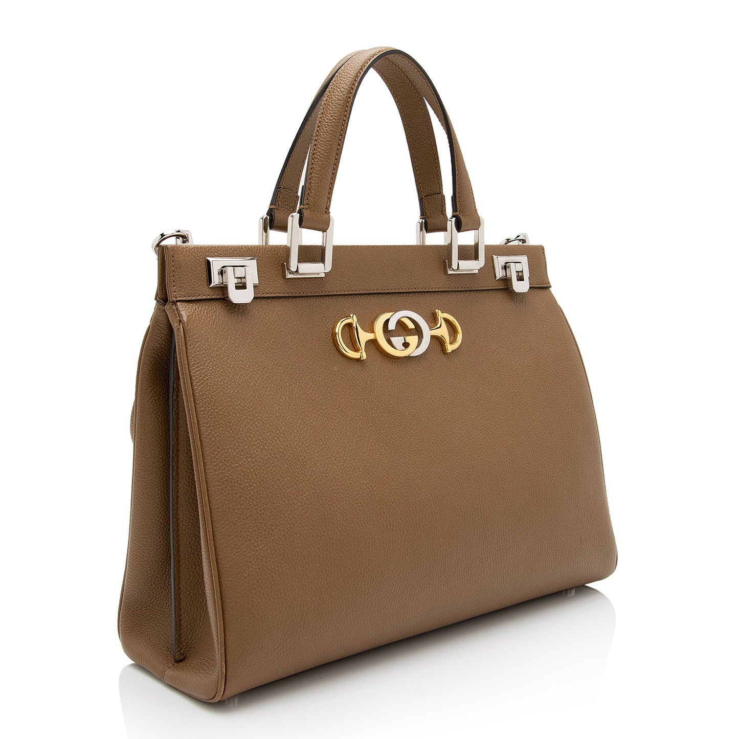 Gucci Zumi SHF-OWqKR6 Leather Calfskin Brown Medium Tote Bag