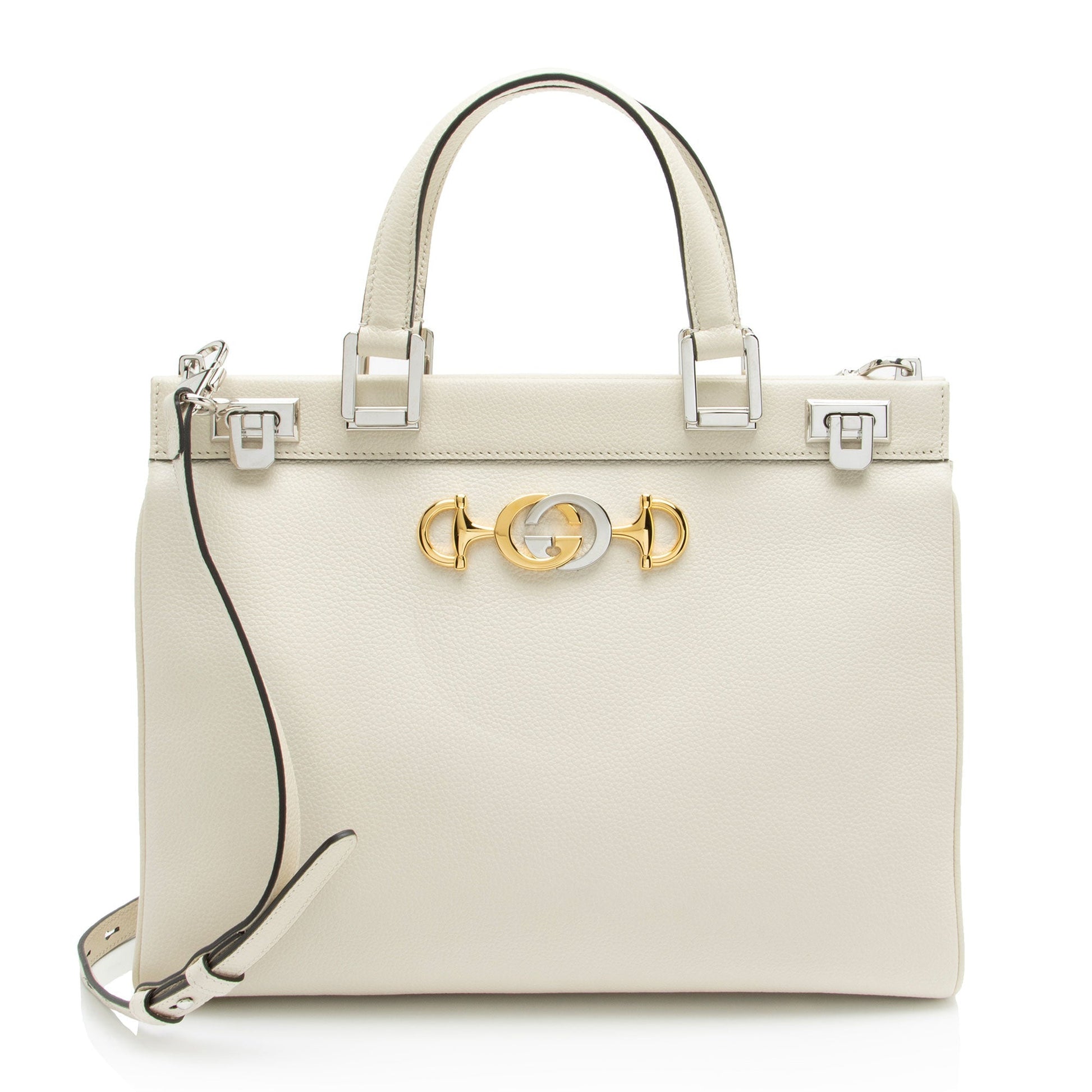 Gucci Zumi Leather Calfskin White Medium Tote Bag