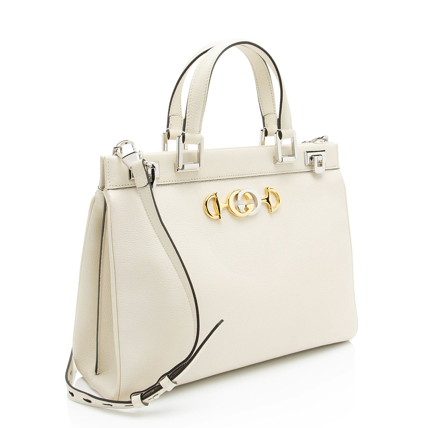 Gucci Zumi Leather Calfskin White Medium Tote Bag