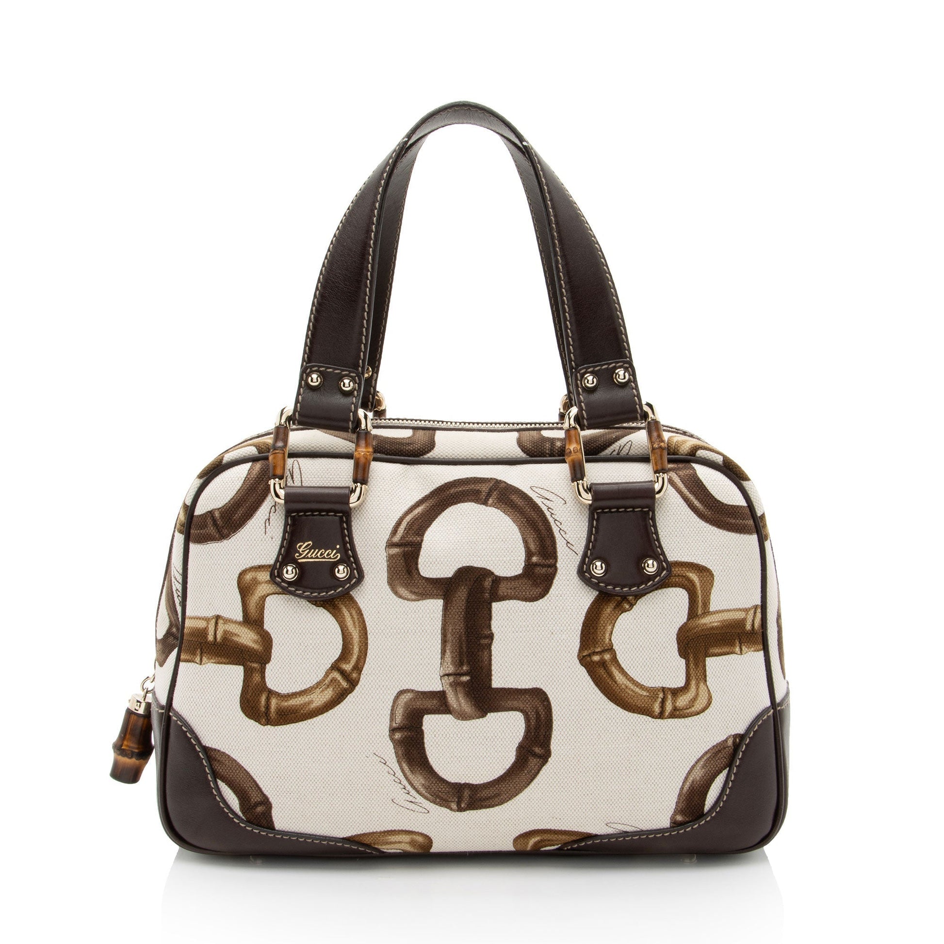 Gucci Horsebit Bamboo Canvas Travel Bag