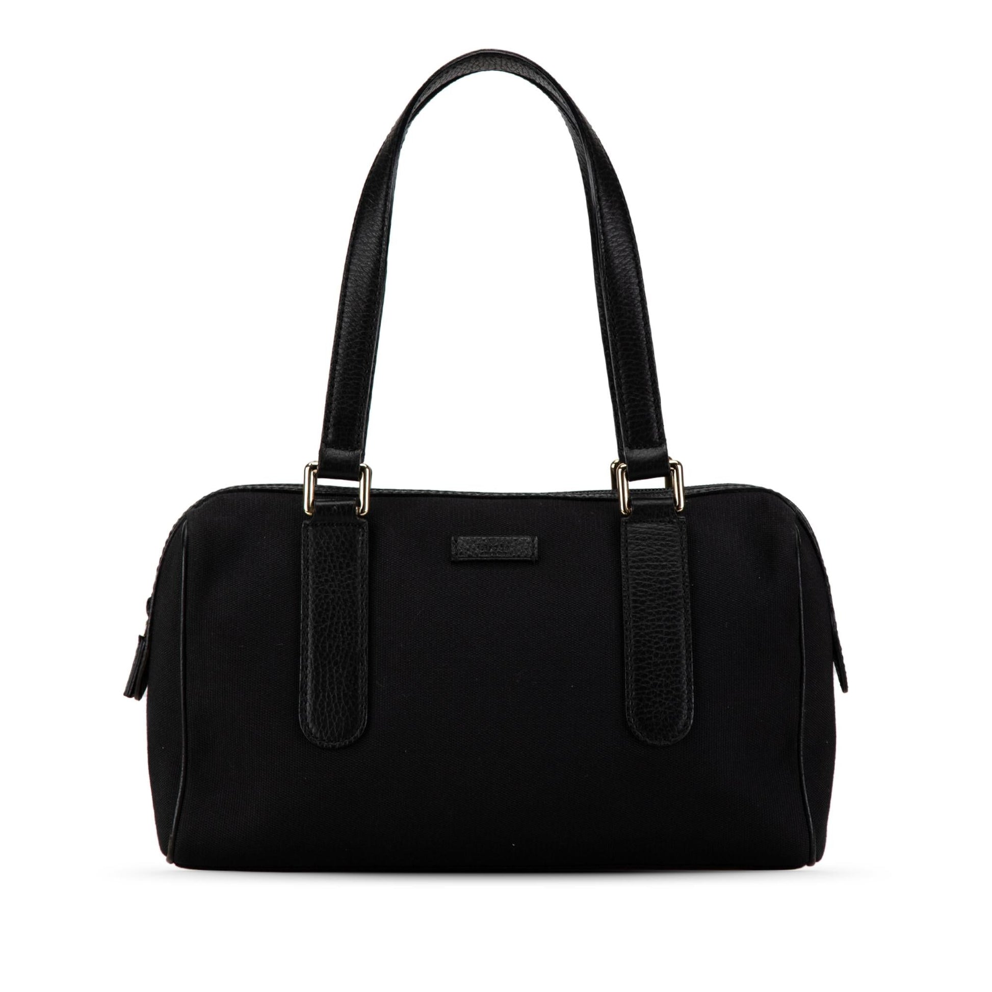 Gucci Charmy Boston Canvas Calf Black Satchel Bag