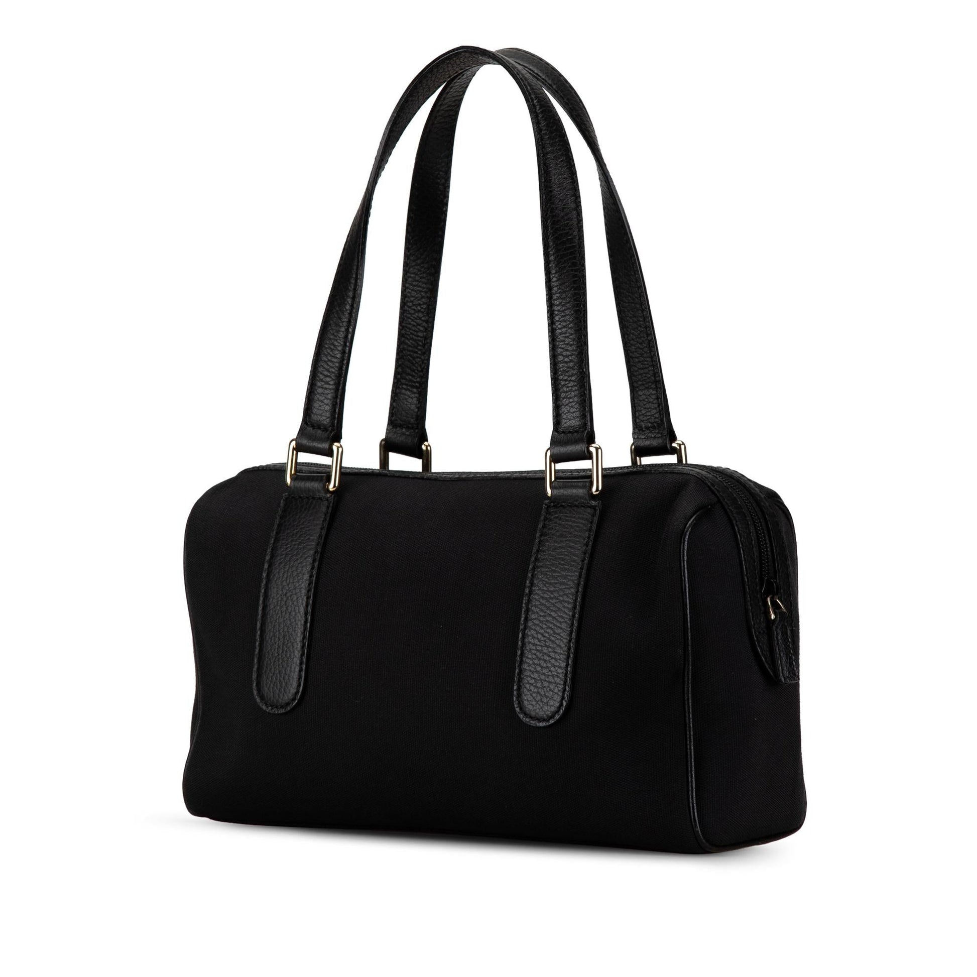 Gucci Charmy Boston Canvas Calf Black Satchel Bag