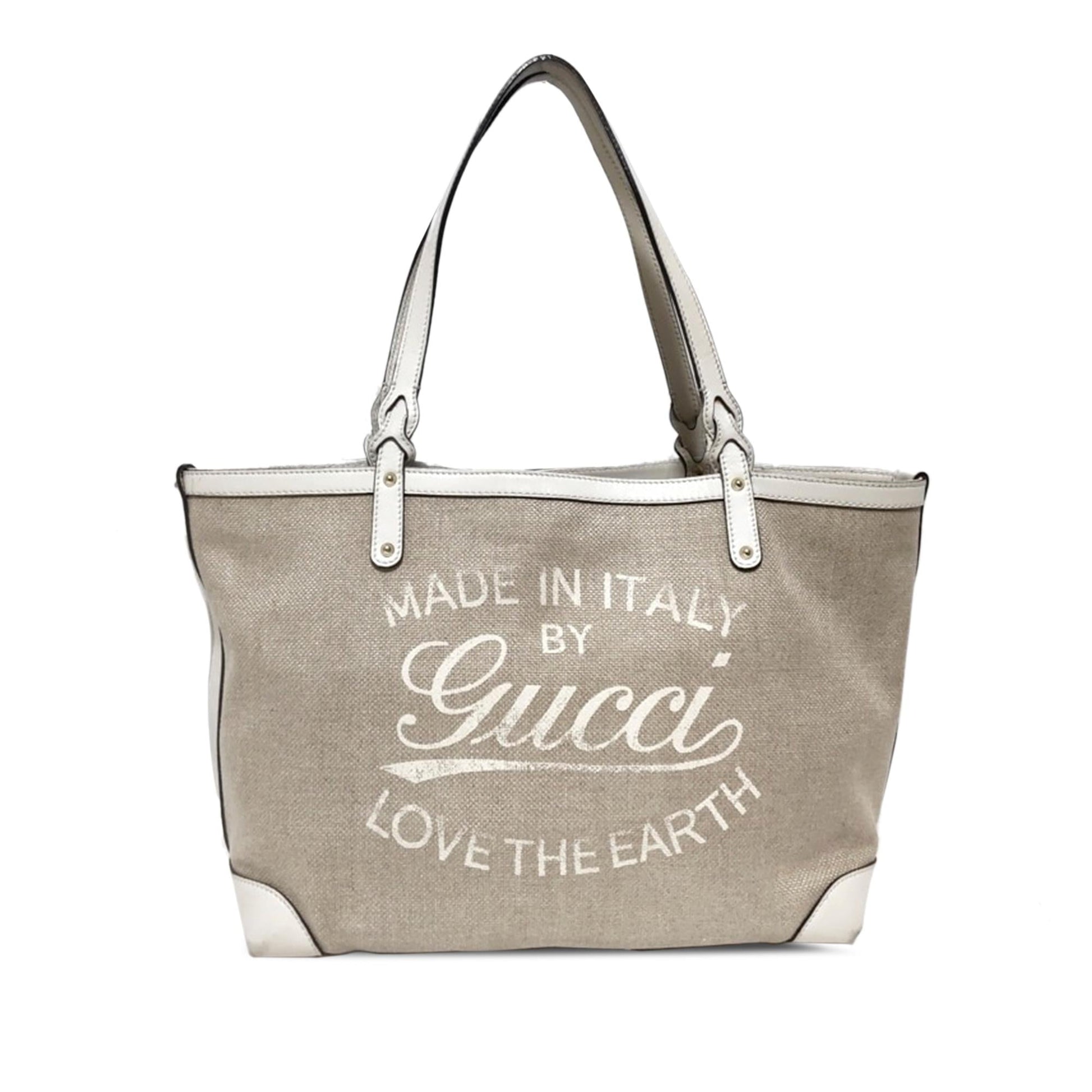 Gucci Craft SHG- V8c3 Canvas Calf White Brown Tote Bag