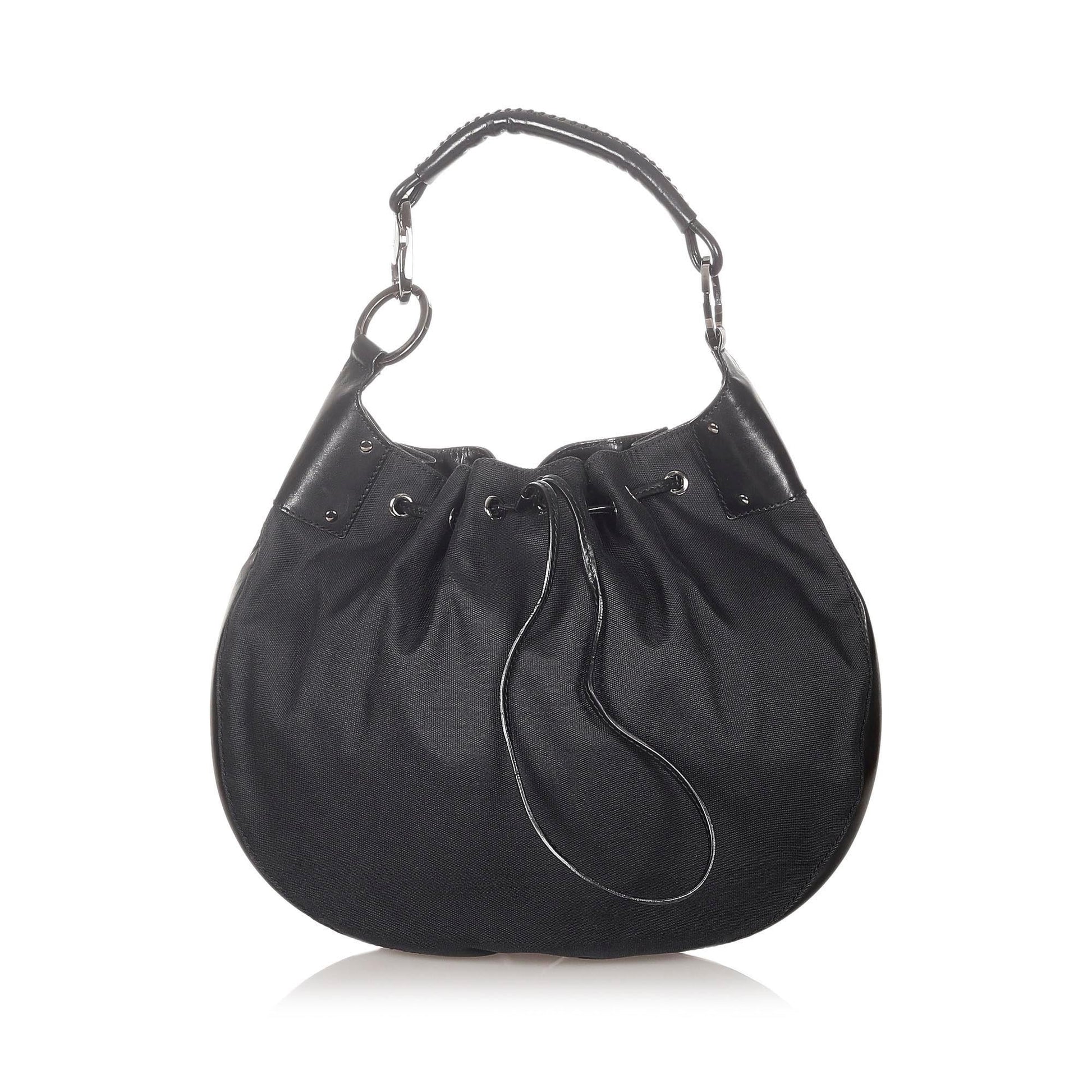 Gucci Drawstring SHG Canvas Black Jewelry Bag Shg