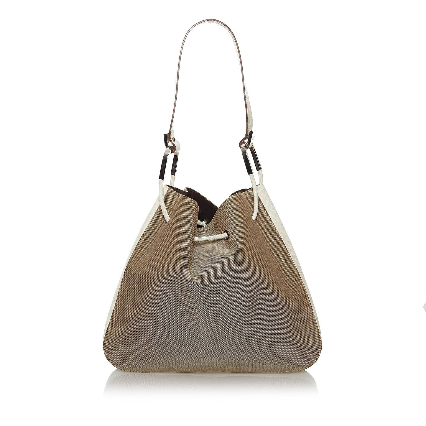 Gucci Drawstring SHG Canvas Calf White Brown Jewelry
