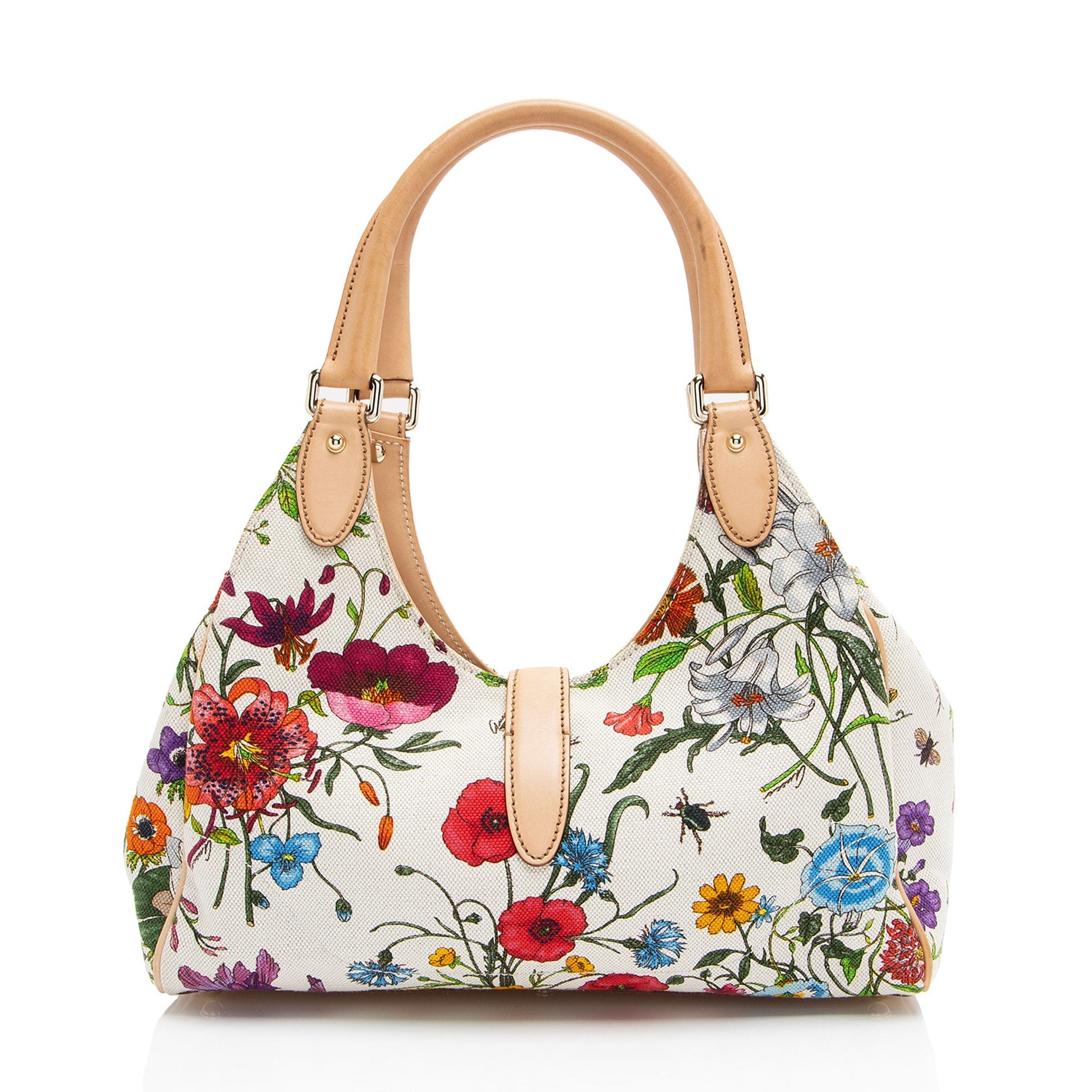 Gucci Flora Bardot Canvas Shoulder Bag
