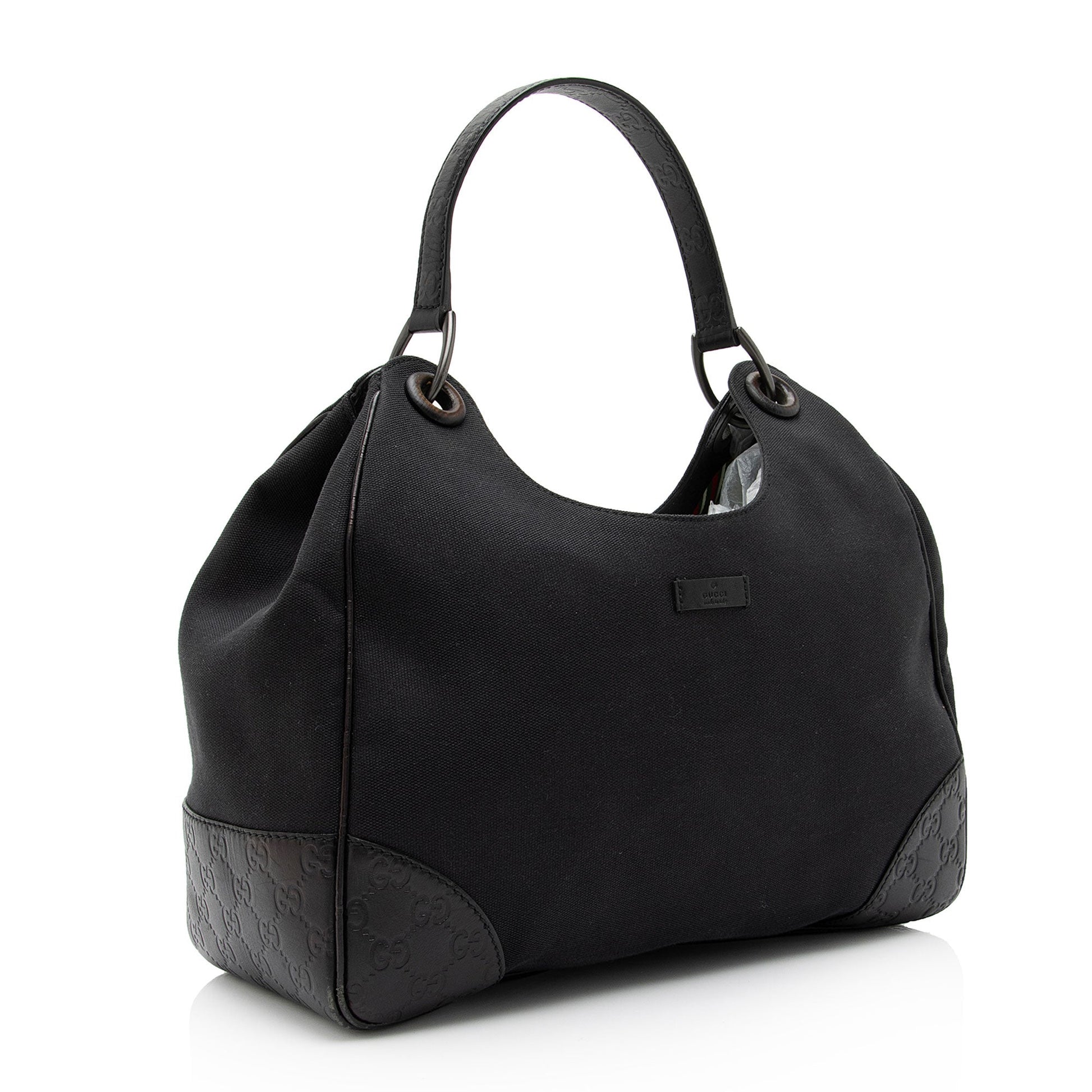 Gucci Guccissima Colbert SHF-CpDvCj Leather Canvas Black Shoulder Bag