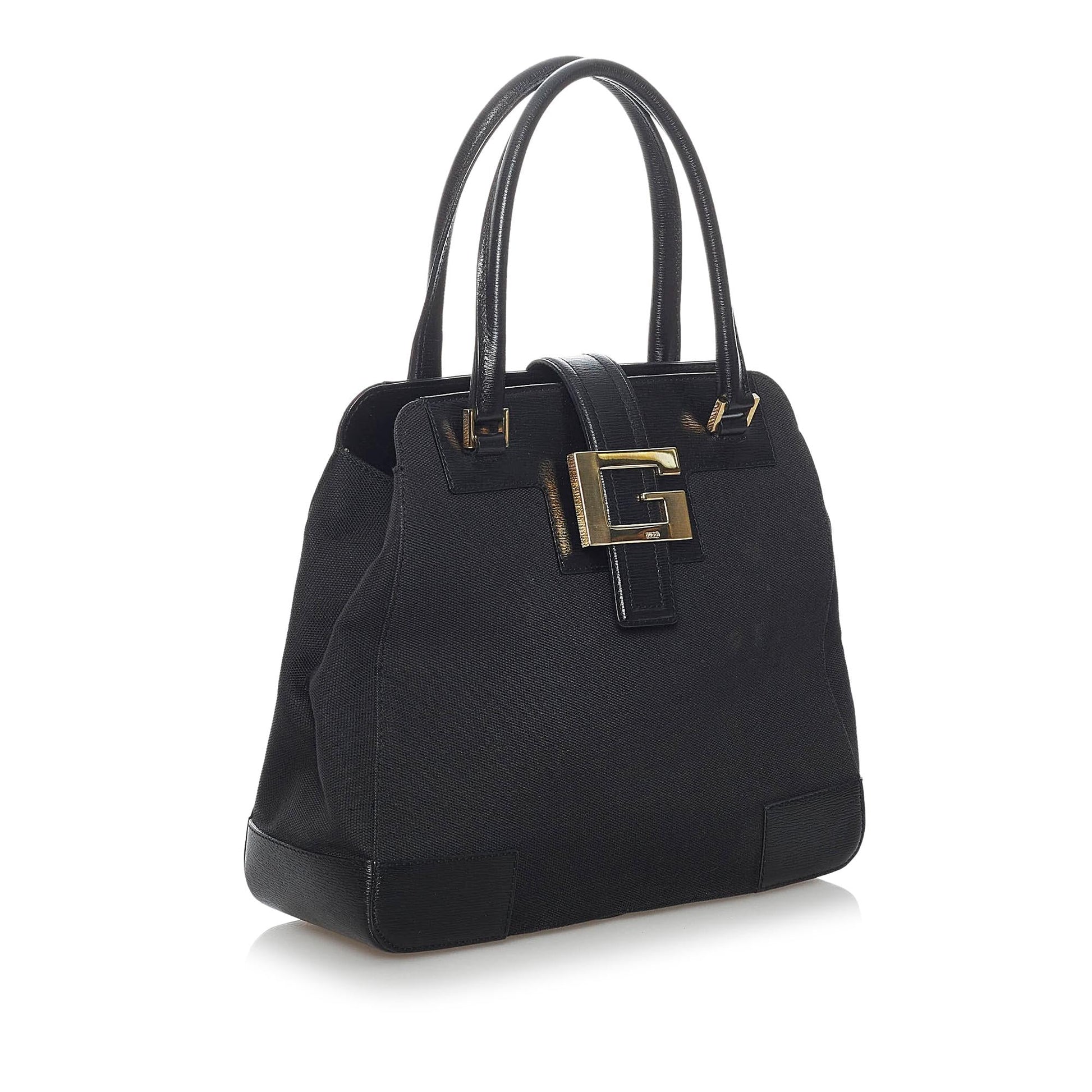 Gucci SHG Canvas Black Satchel Bag Handbag Shg