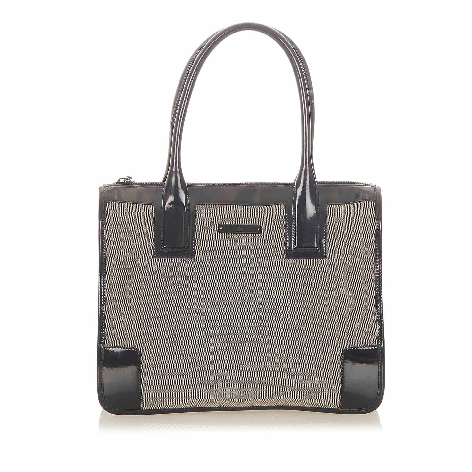 Gucci SHG Canvas Black Brown Satchel Bag