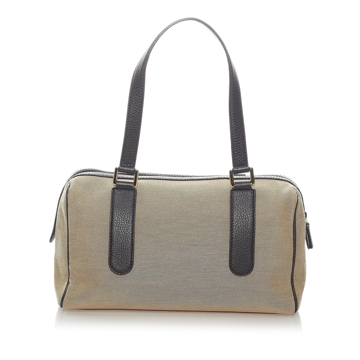 Gucci SHG Canvas Calf Black Brown Satchel Bag