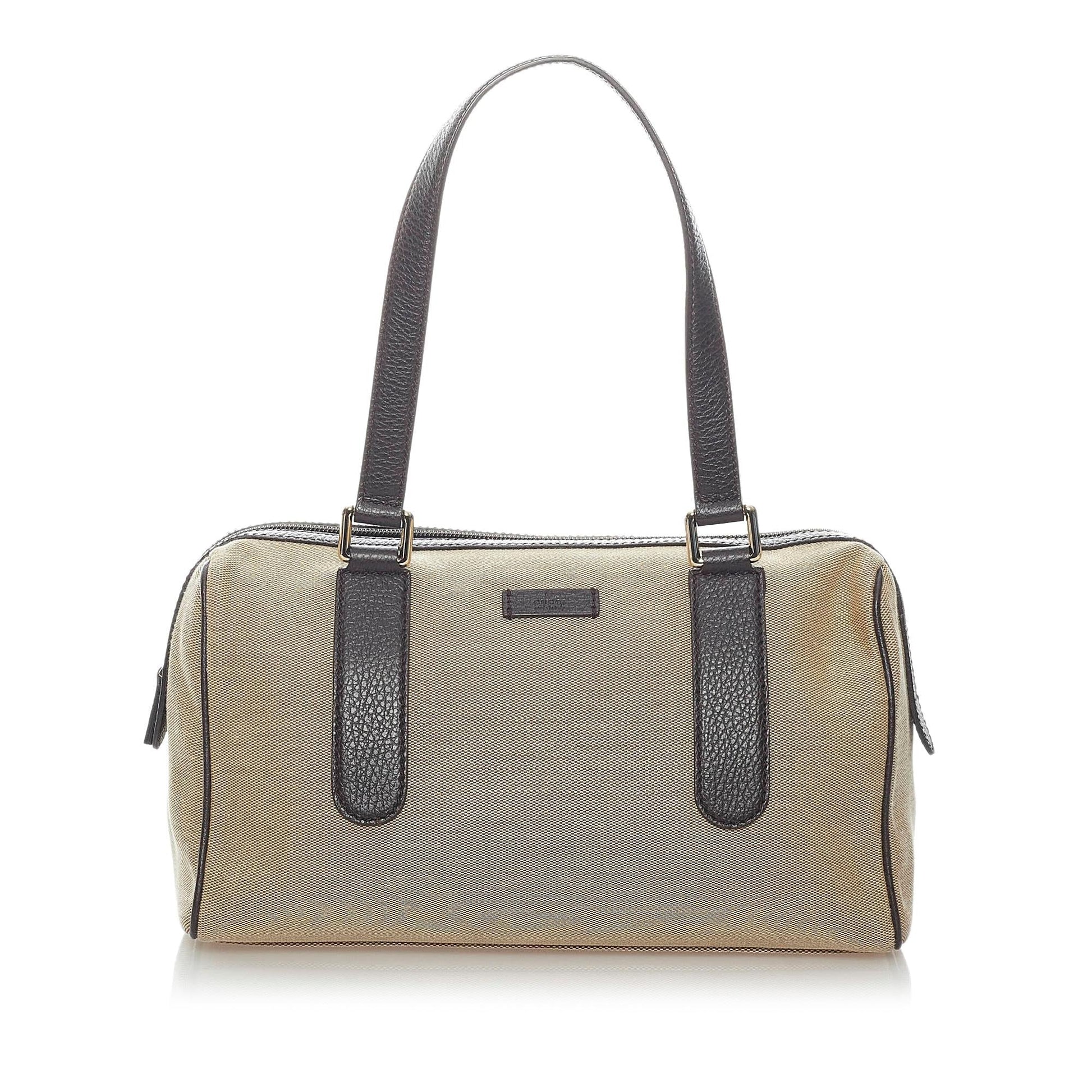Gucci SHG Canvas Calf Black Brown Satchel Bag