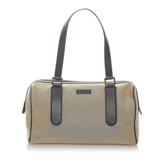 Gucci SHG Canvas Calf Black Brown Satchel Bag
