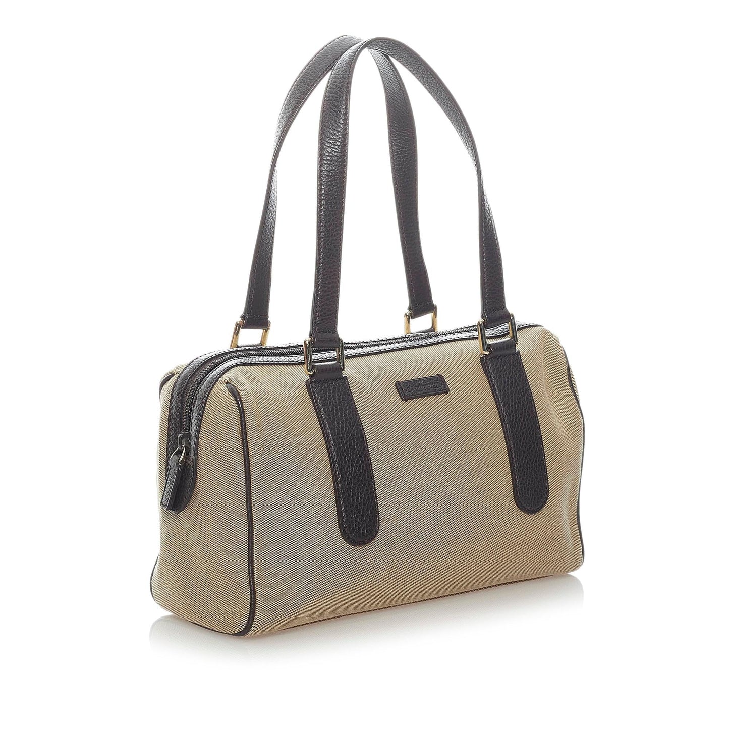 Gucci SHG Canvas Calf Black Brown Satchel Bag