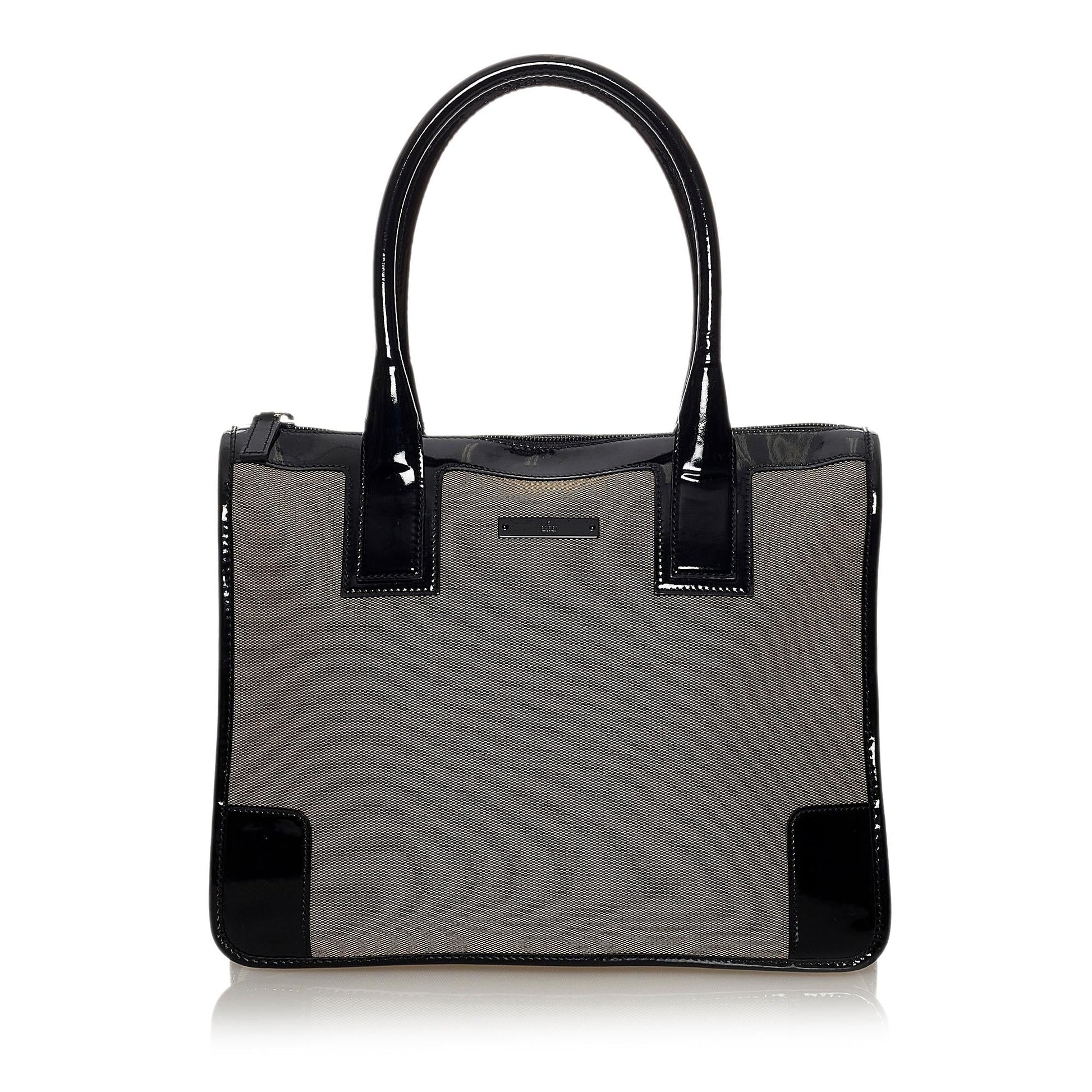 Gucci SHG Canvas Black Grey Satchel Bag