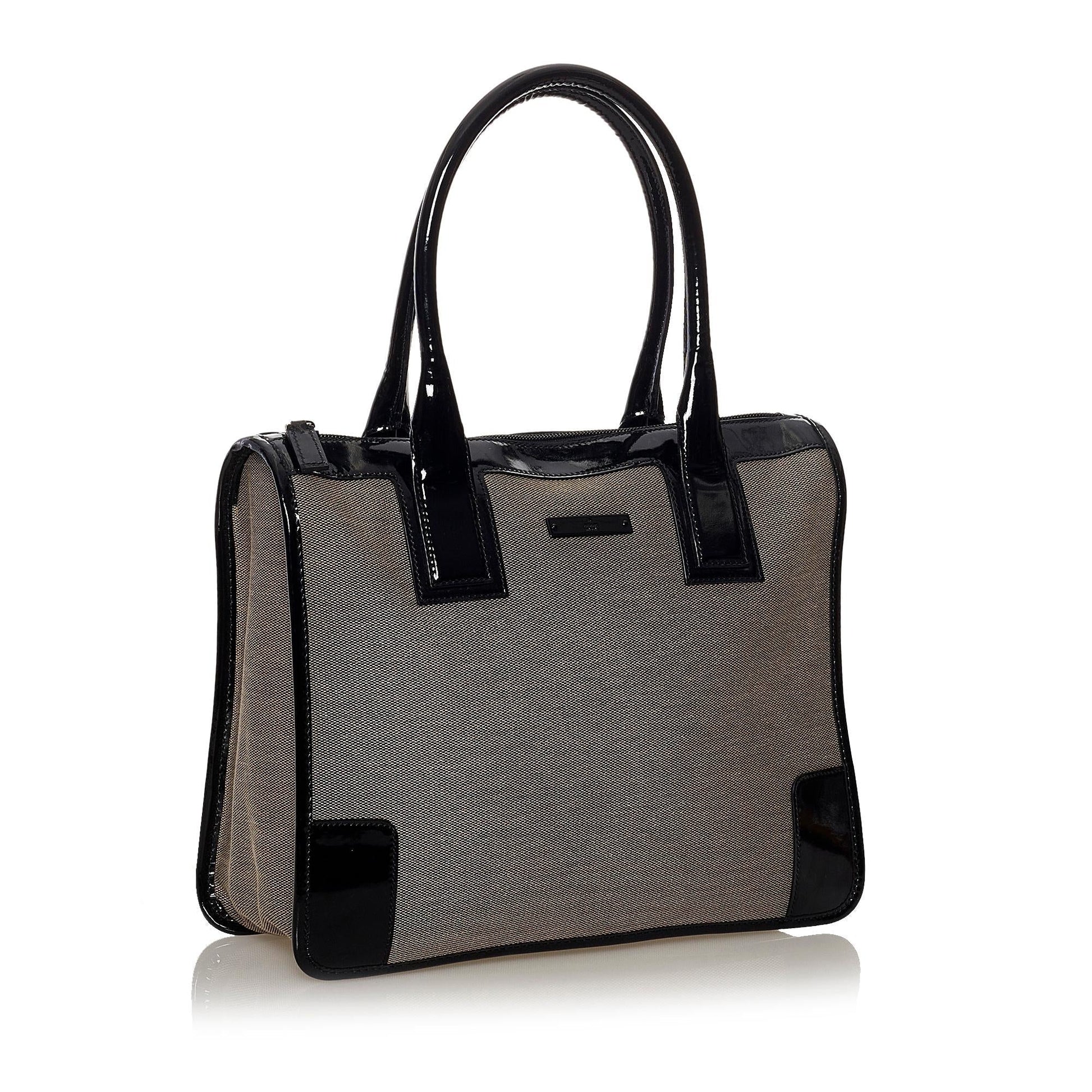 Gucci SHG Canvas Black Grey Satchel Bag