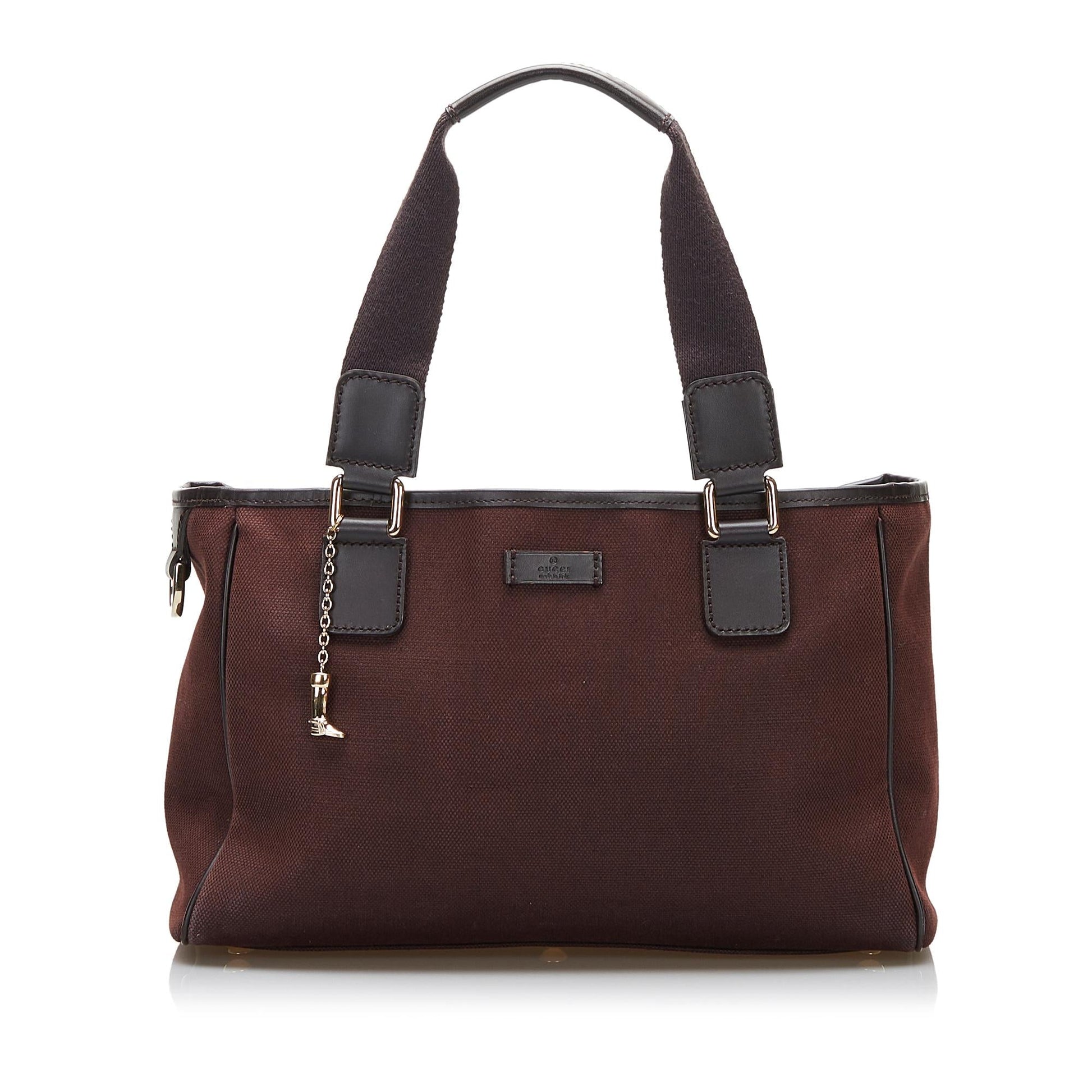 Gucci SHG-pLr7 Canvas Calf Brown Satchel Bag