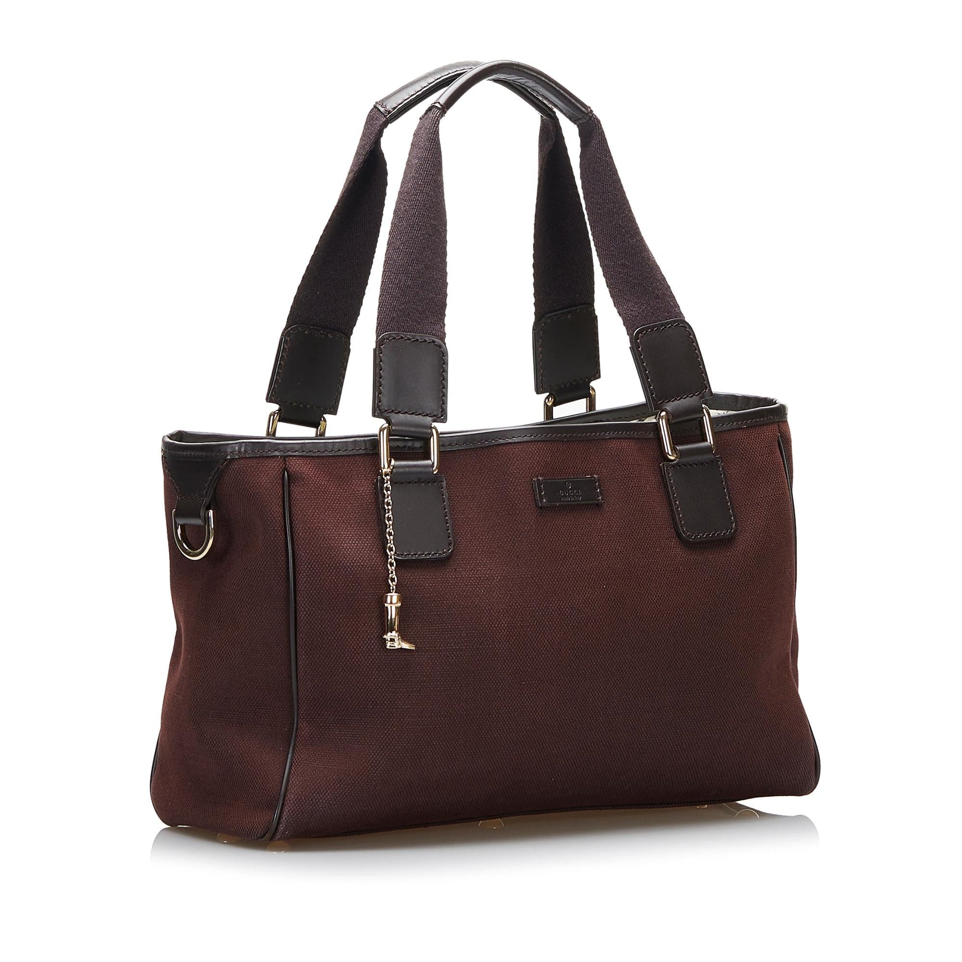 Gucci SHG-pLr7 Canvas Calf Brown Satchel Bag