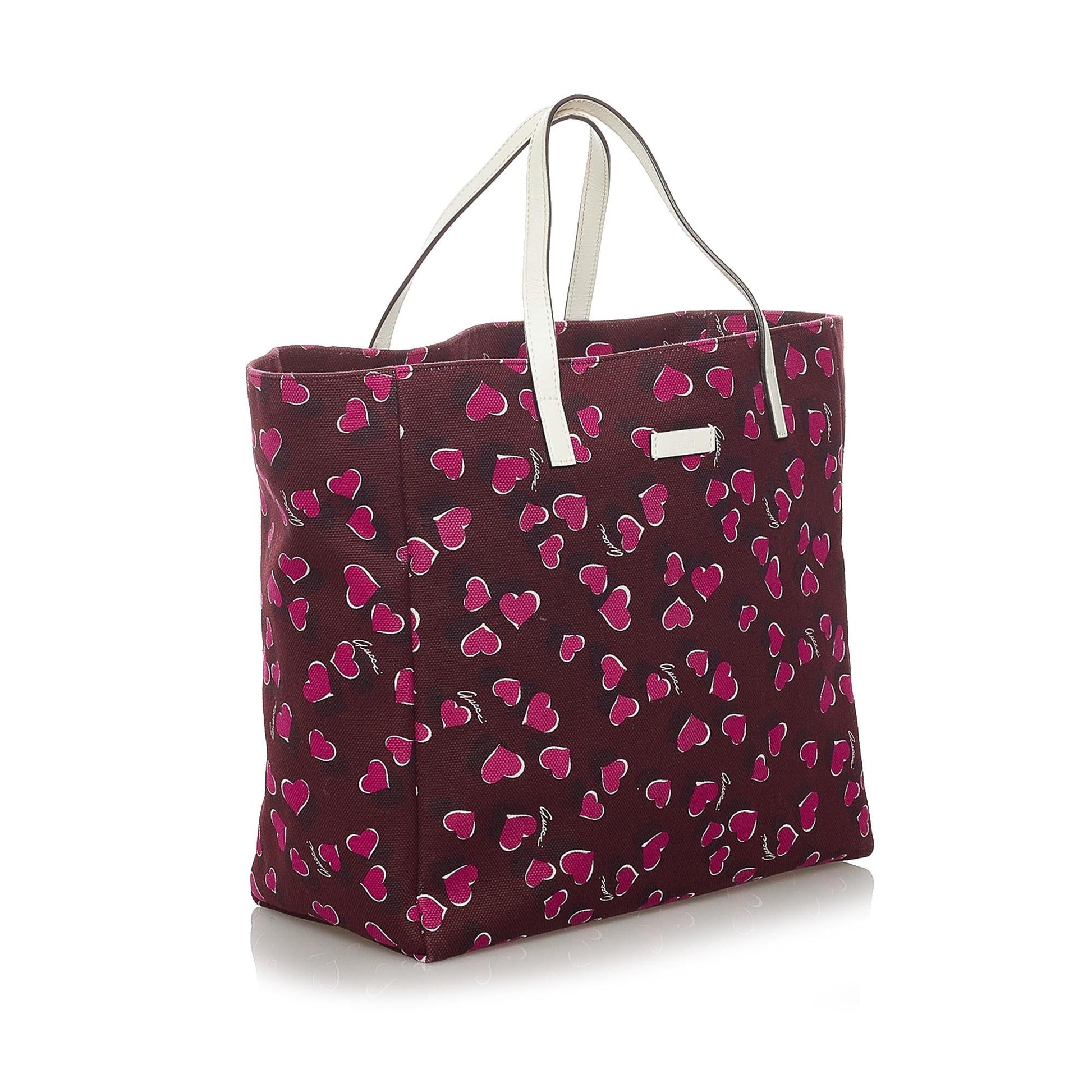 Gucci Heartbeat SHG Canvas White Red Tote Bag