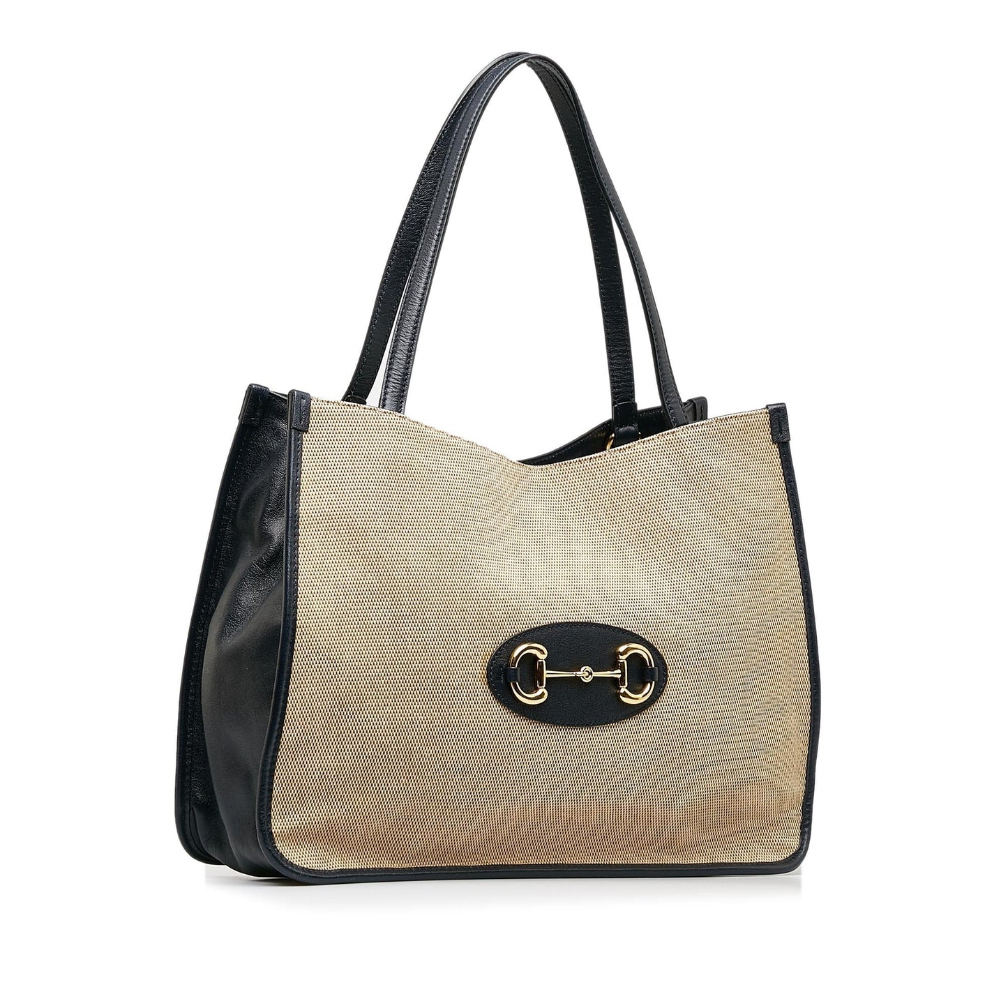 Gucci Horsebit SHG-hEG9ve Canvas Calf Black Brown Tote Bag