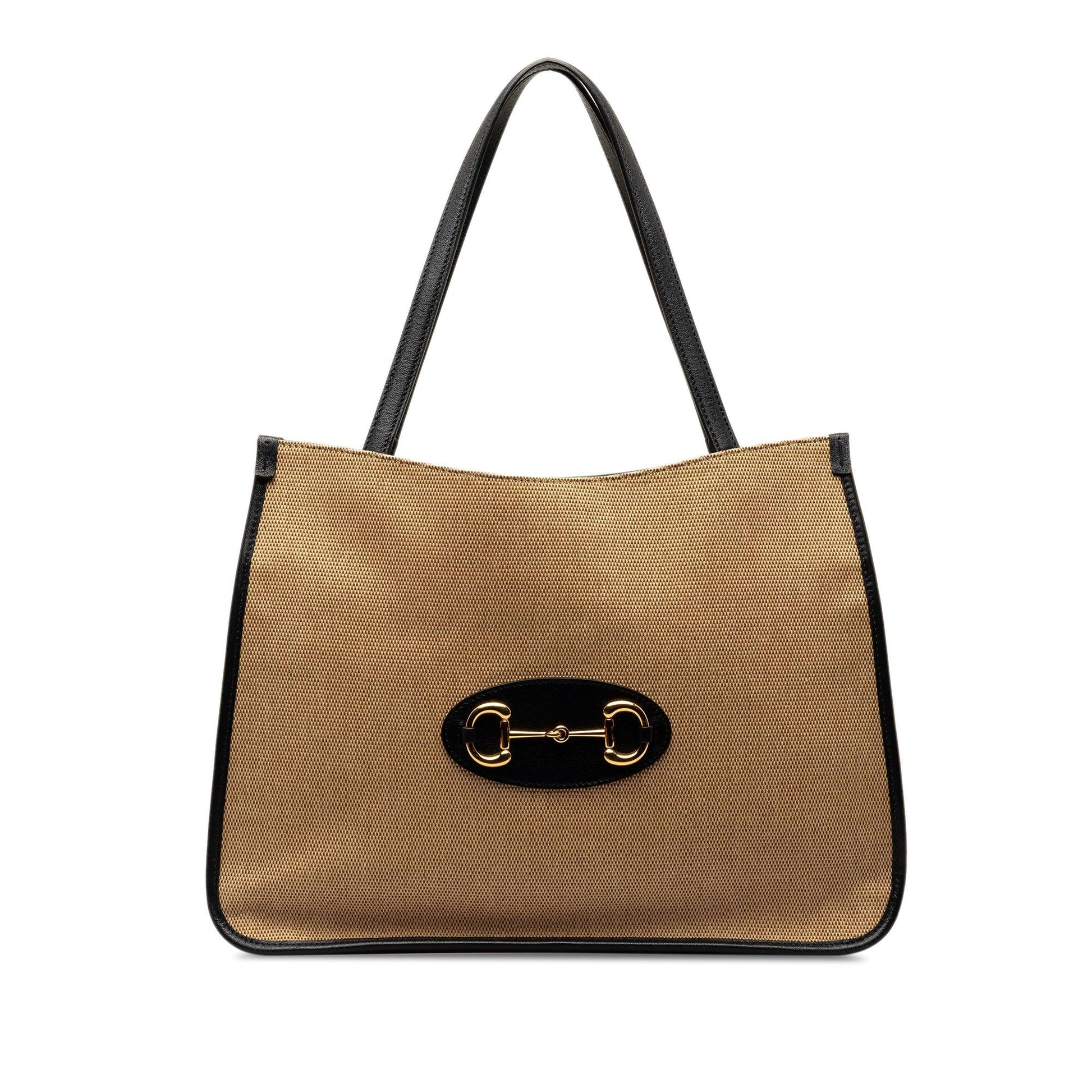 Gucci Horsebit SHG-IAl4s9 Canvas Calf Brown Tote Bag