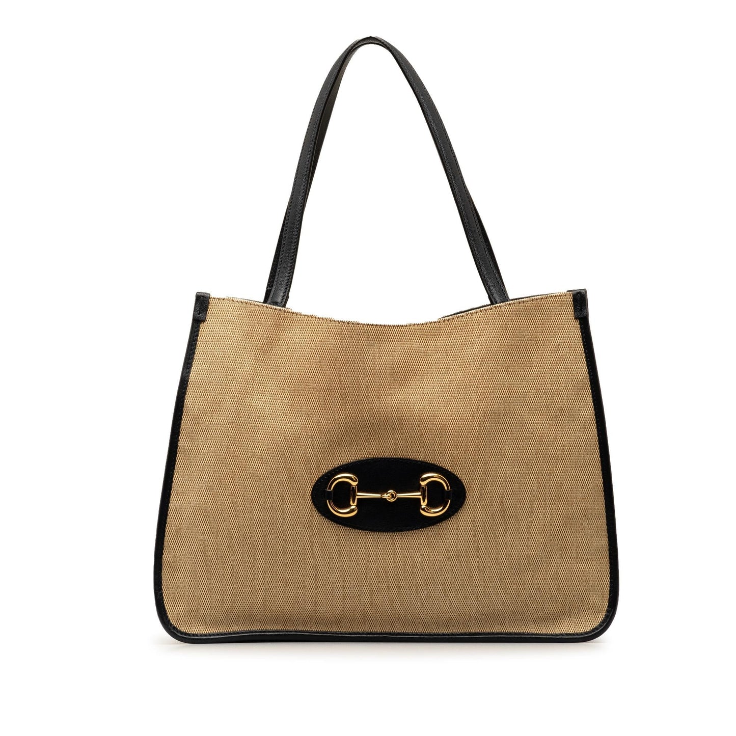 Gucci Horsebit SHG-ZX9D12 Canvas Calf Black Brown Tote Bag