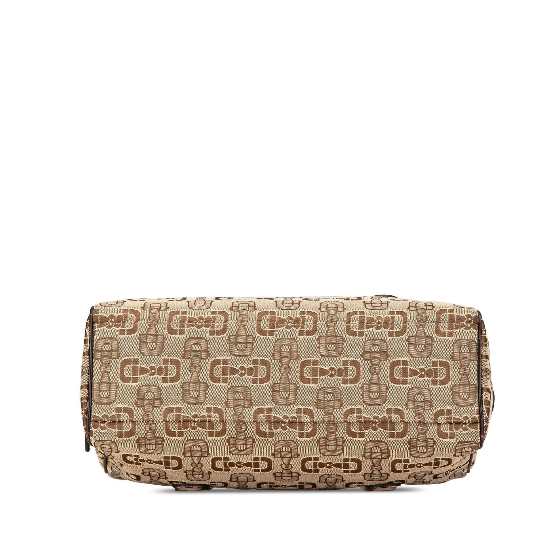 Gucci Horsebit Charmy Boston Canvas Brown Satchel Bag