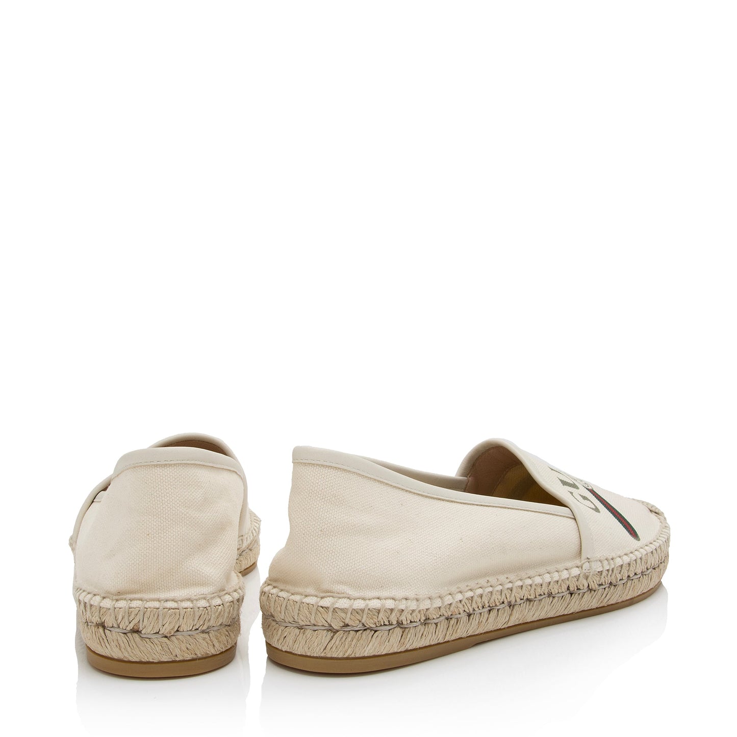 Gucci Interlocking G Logo Espadrilles - Leather Canvas White Beige Shoes