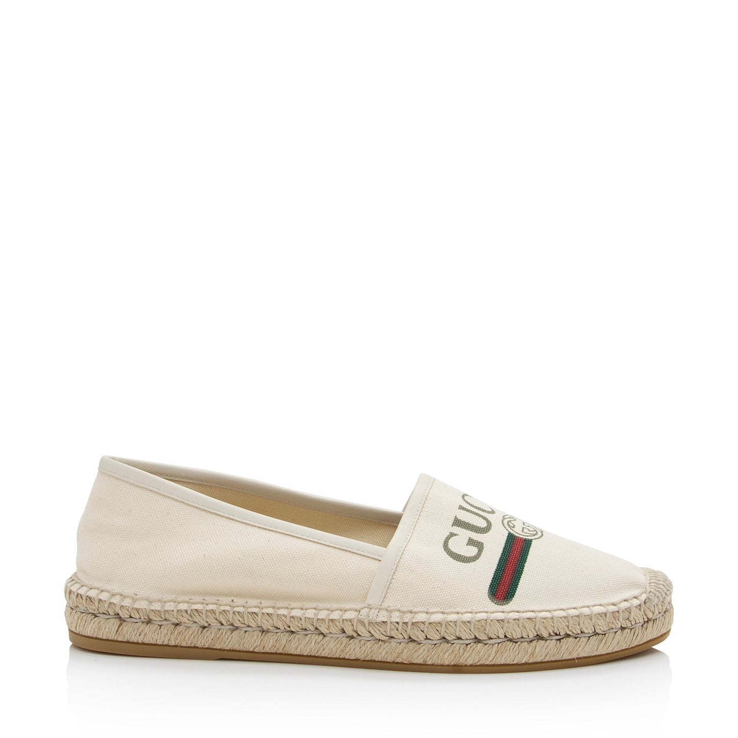 Gucci Interlocking G Logo Espadrilles - Leather Canvas White Beige Shoes